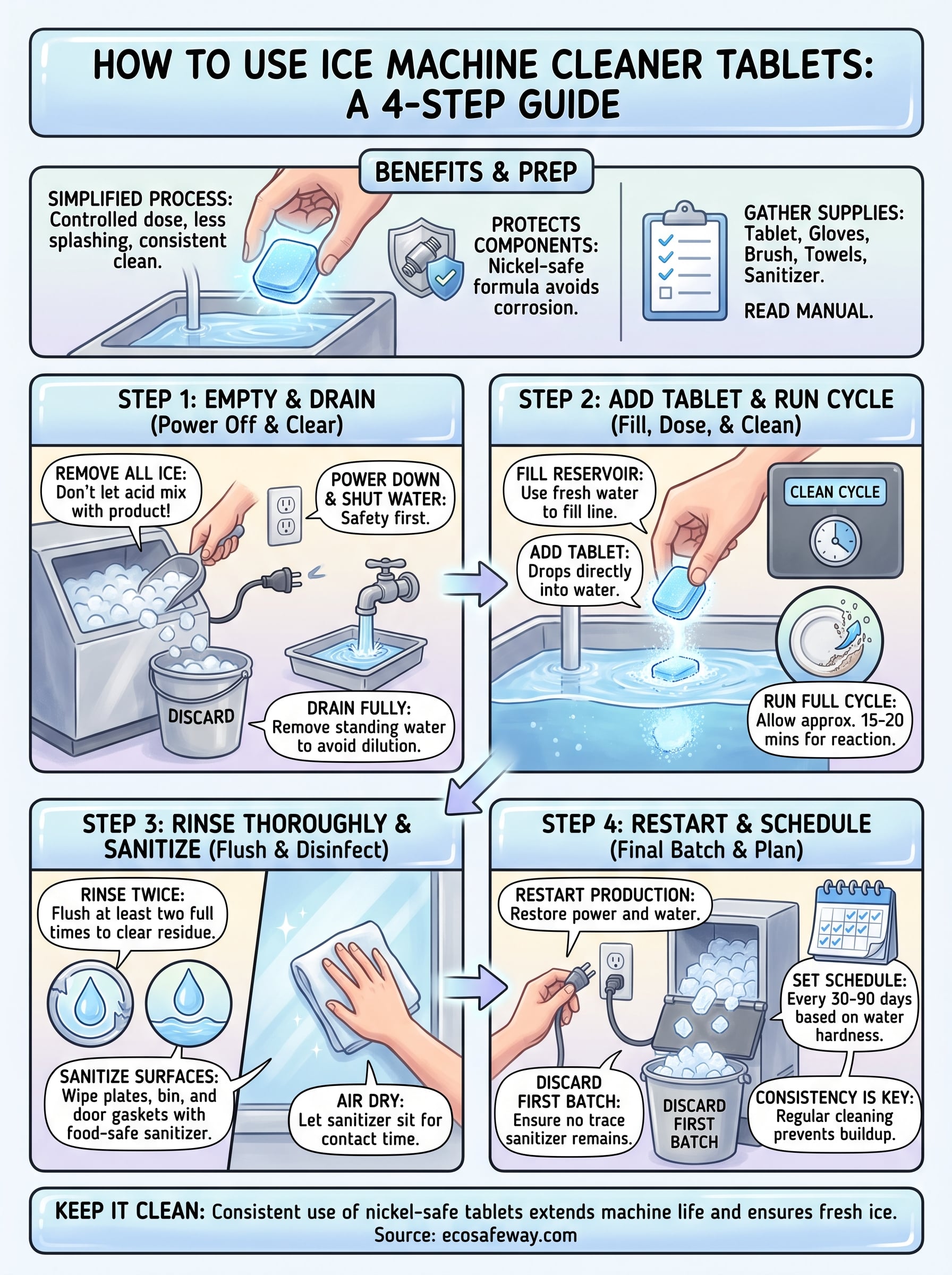 ice machine cleaner tablet infographic