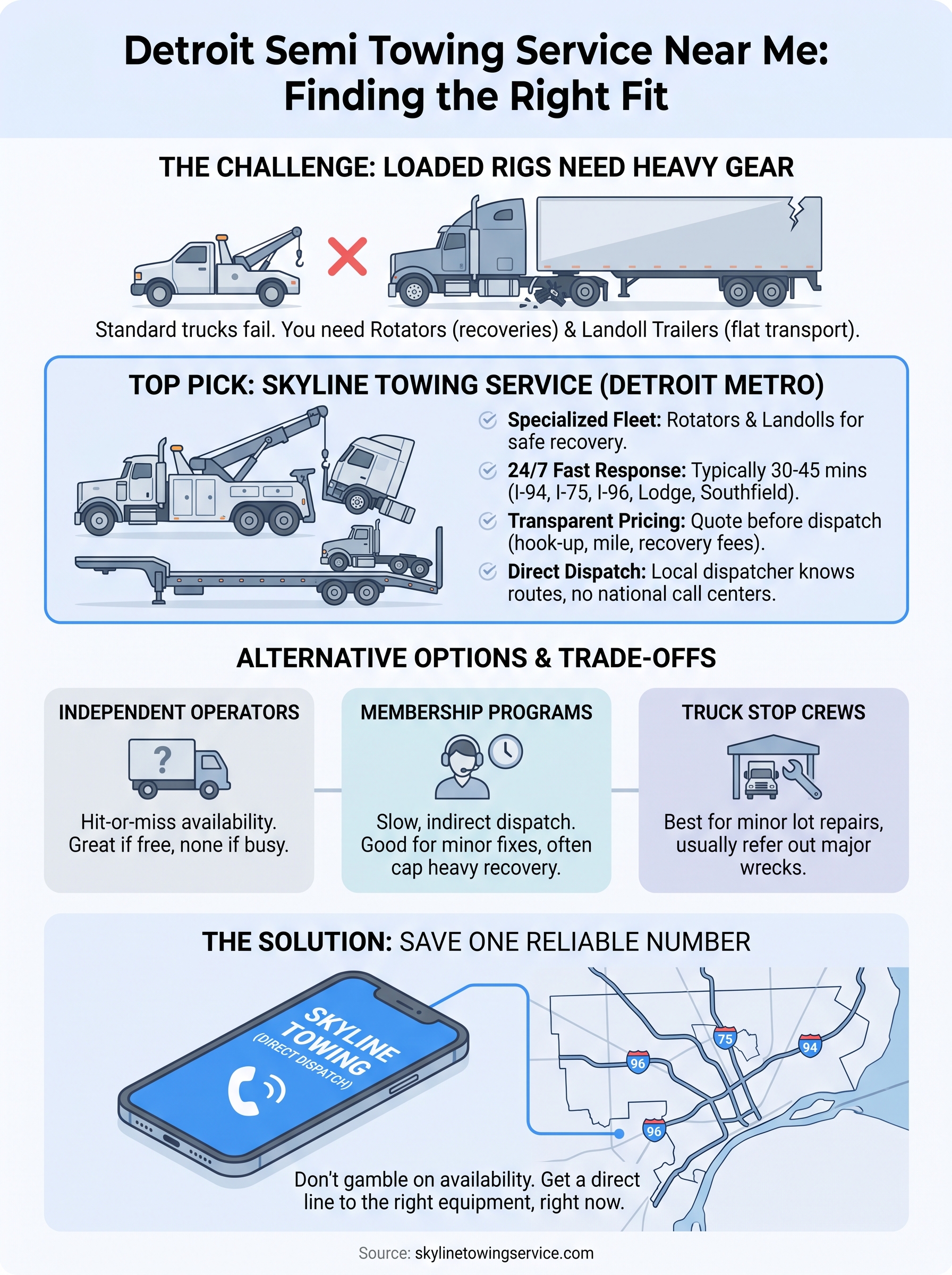 Semi Towing Service near Me: Detroit's Top Heavy-Duty Picks semi towing service near me infographic