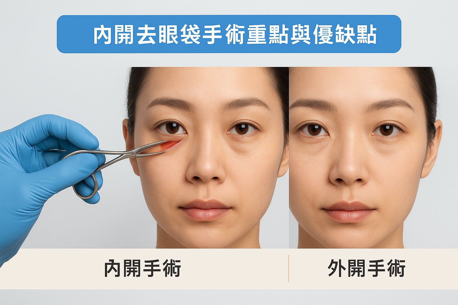 內開去眼袋手術重點與優缺點