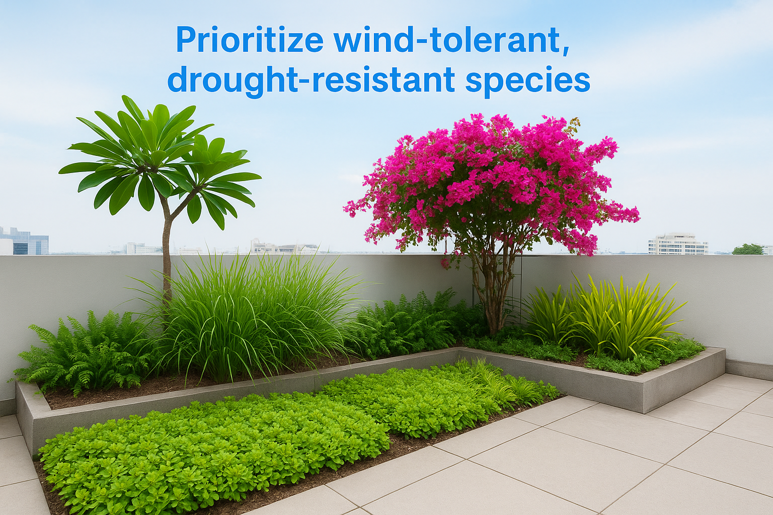 Prioritize wind-tolerant, drought-resistant species
