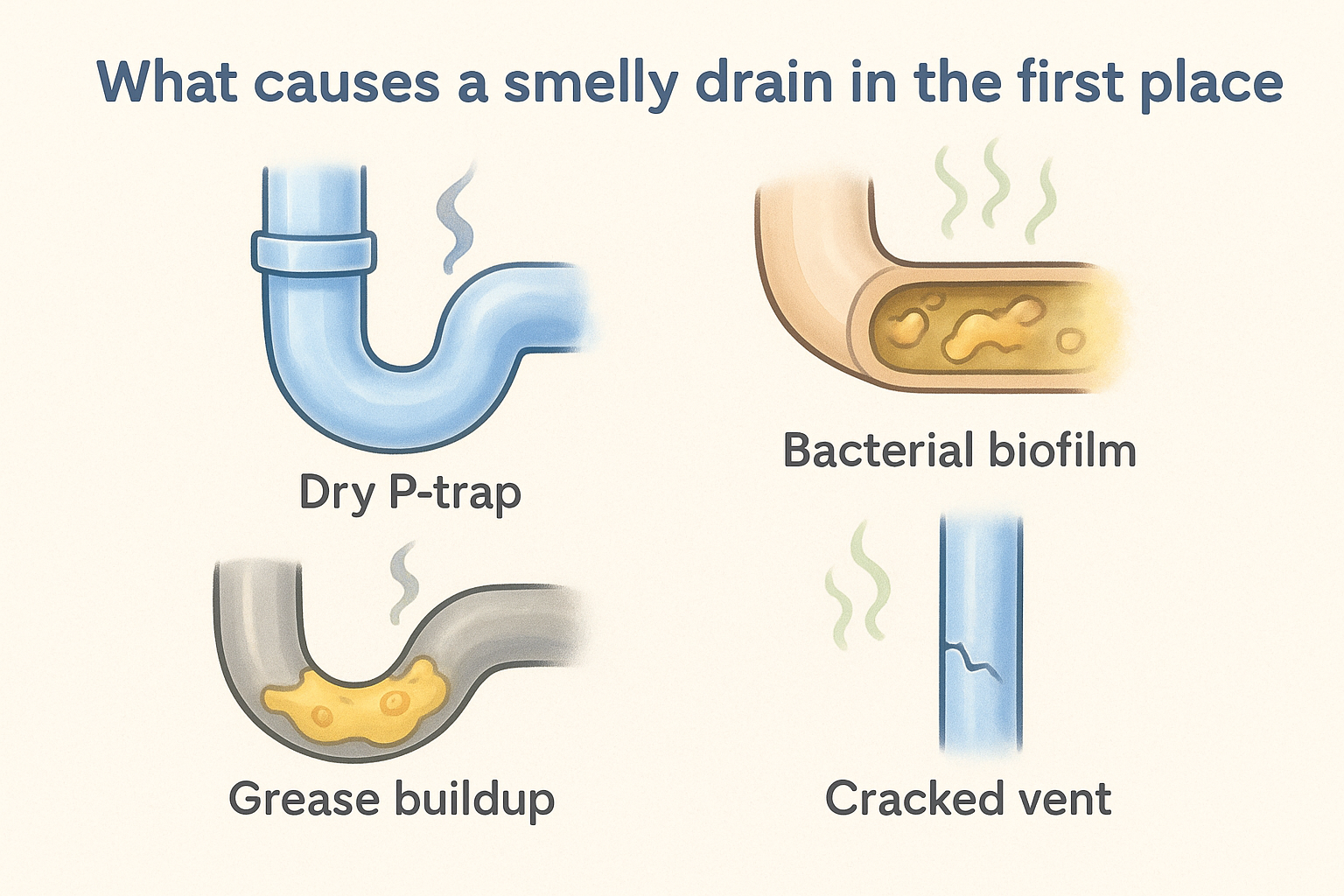 What causes a smelly drain in the first place