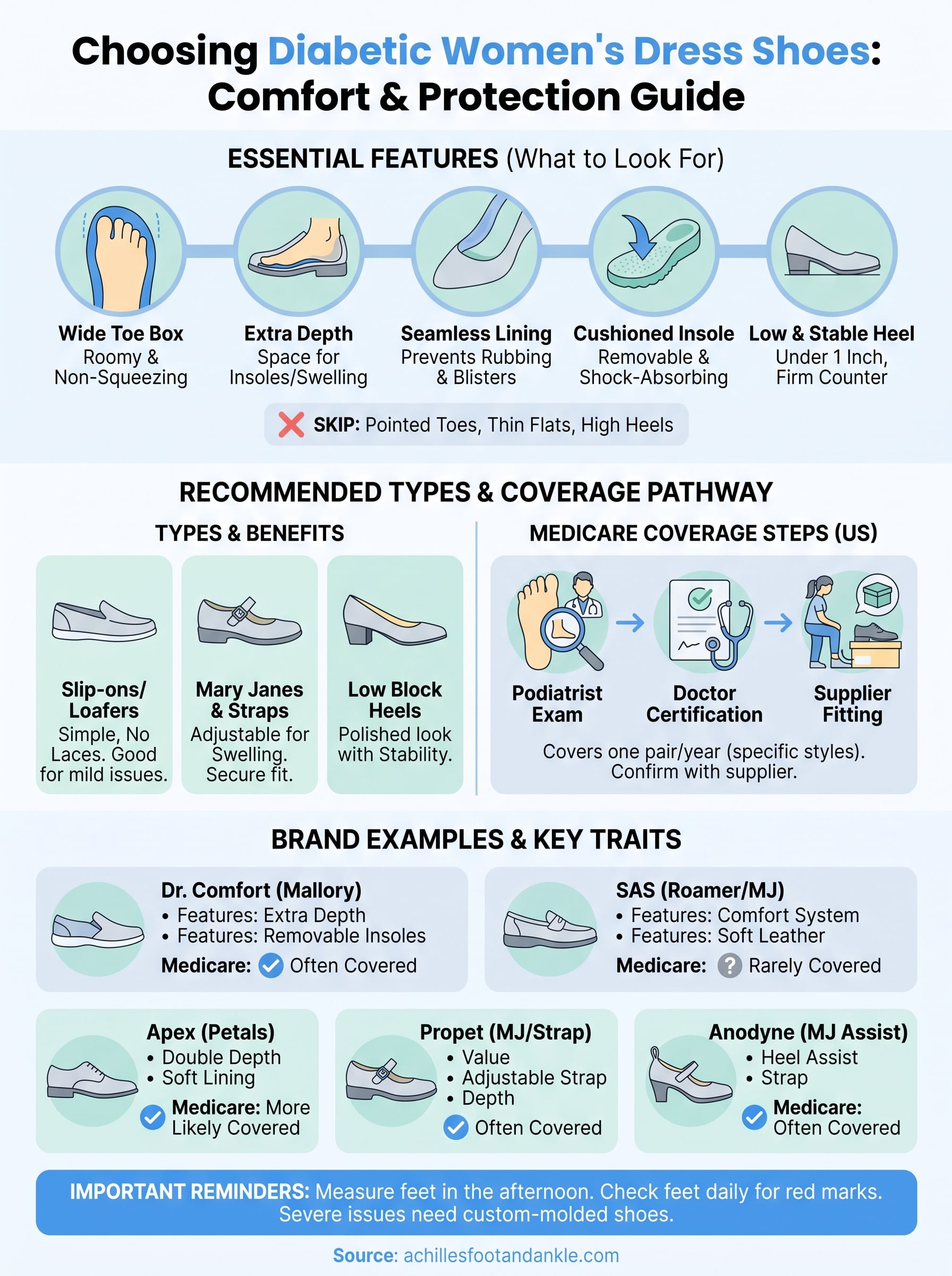 diabetic women's dress shoes infographic