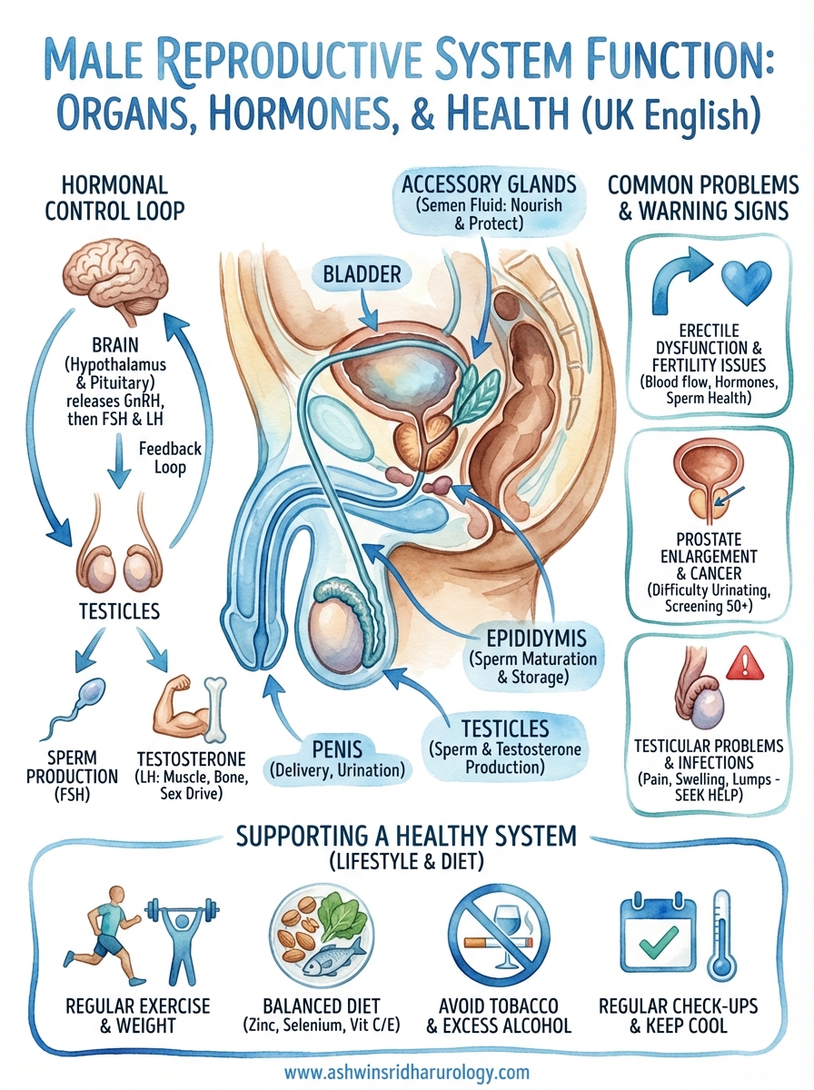 male reproductive system function infographic