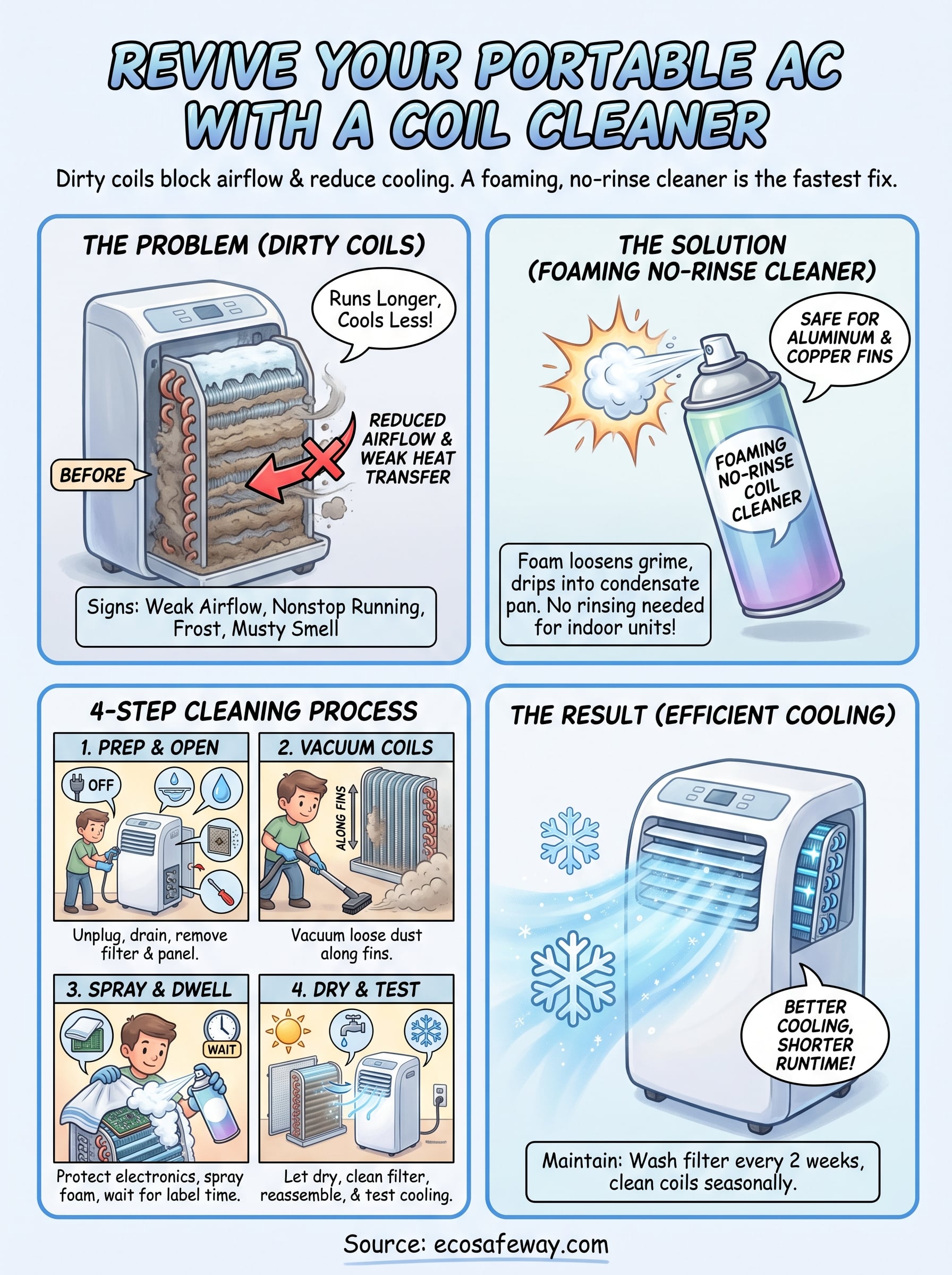 portable ac coil cleaner infographic