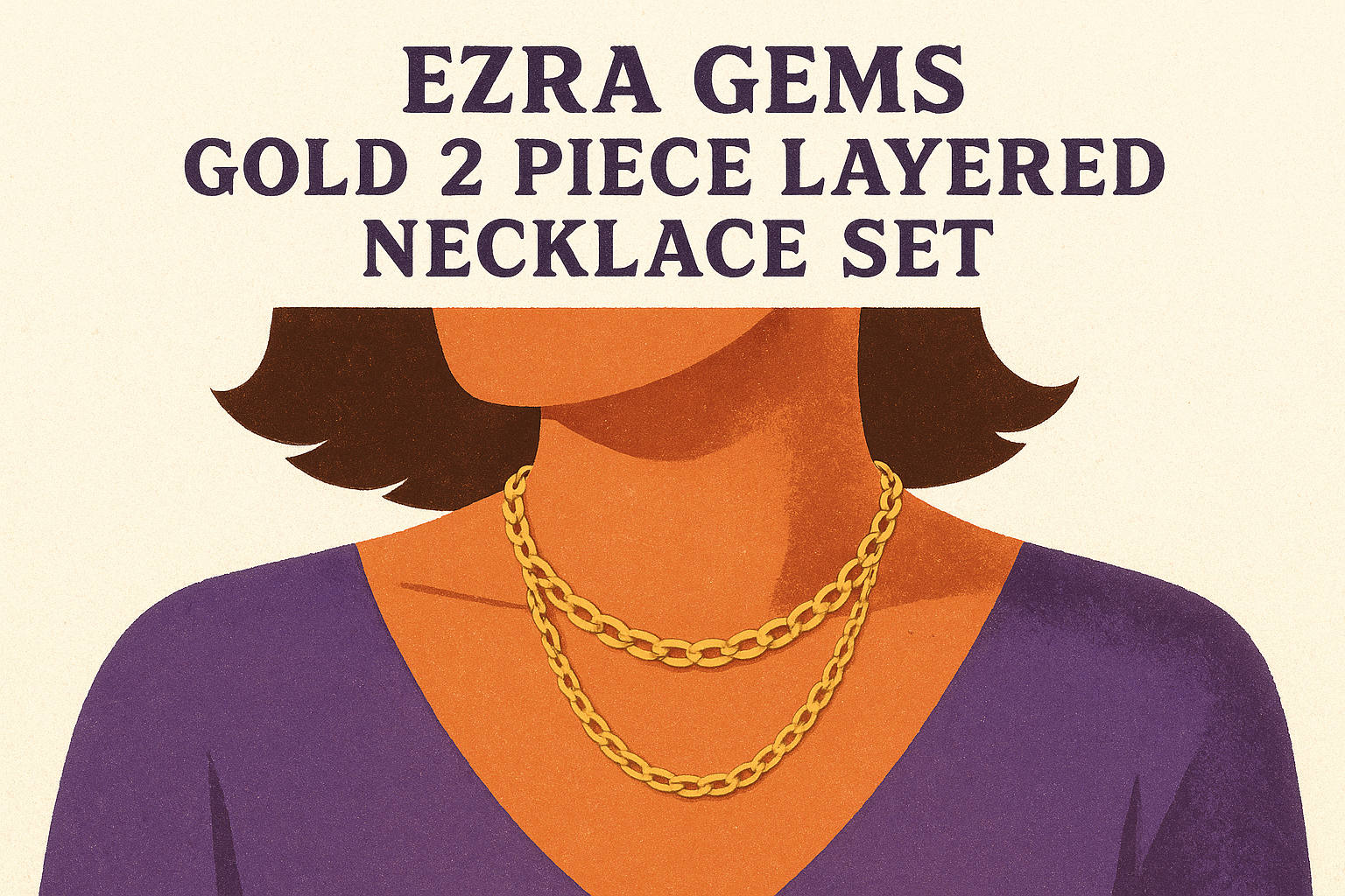 1. Ezra Gems Gold 2 Piece Layered Necklace Set