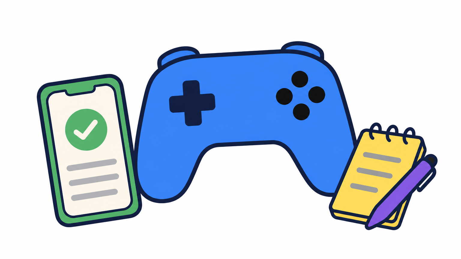 Game controller beside a phone showing an order screenshot and a notepad.