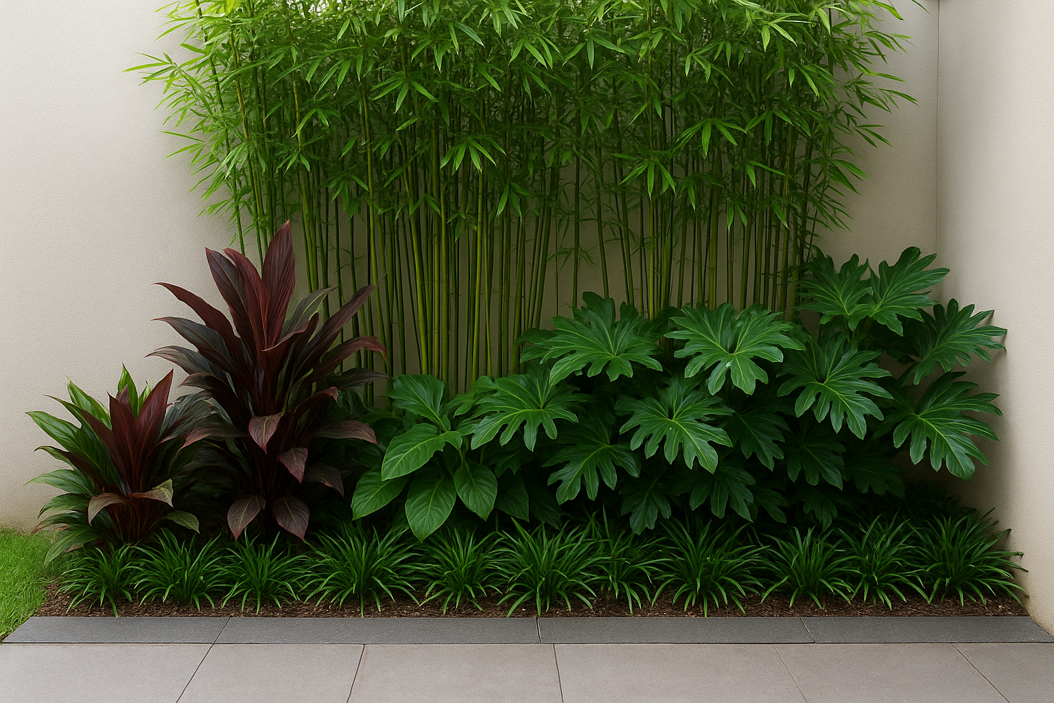 6. Layer compact plants for depth and privacy