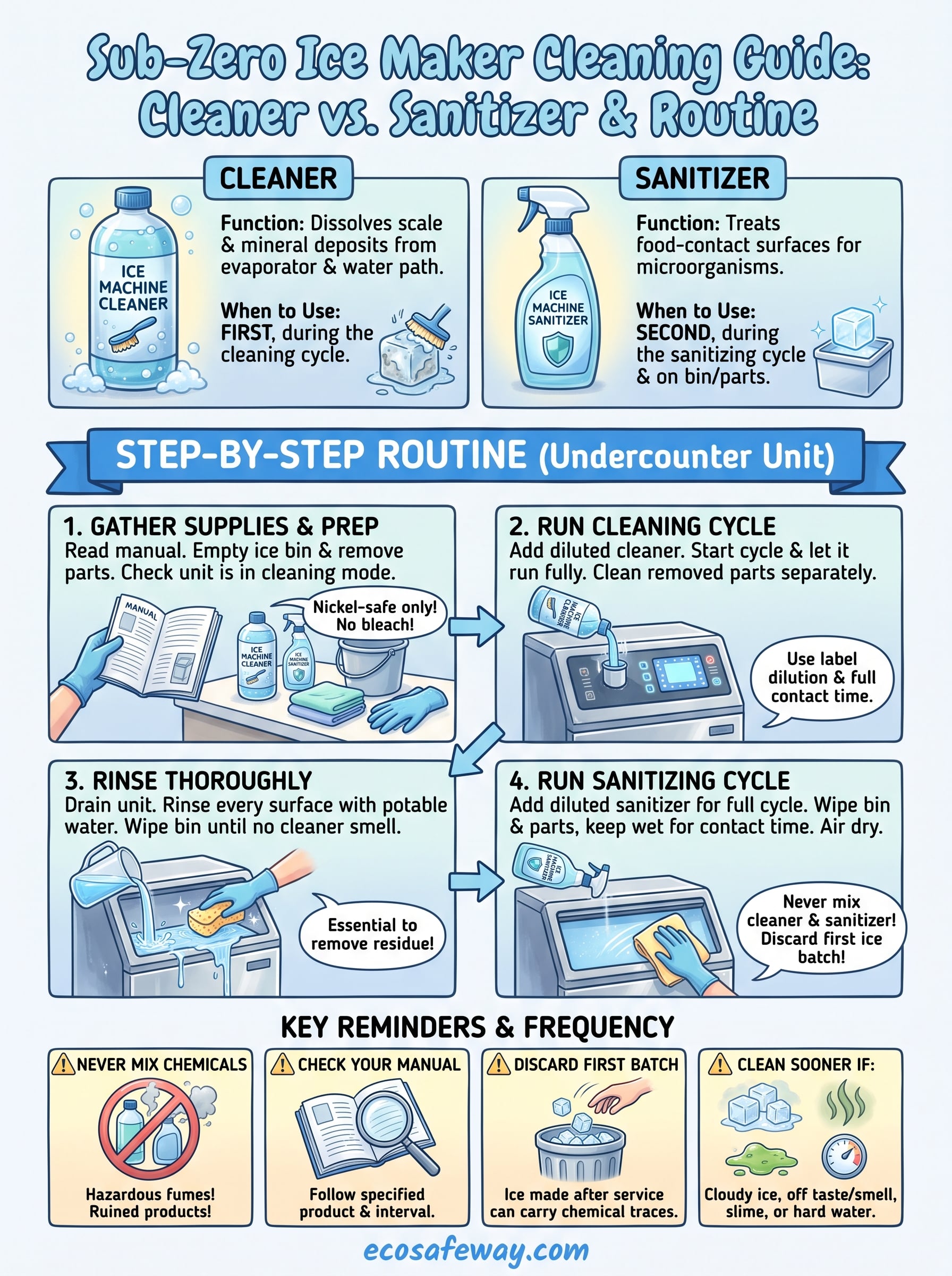 sub zero ice machine cleaner infographic