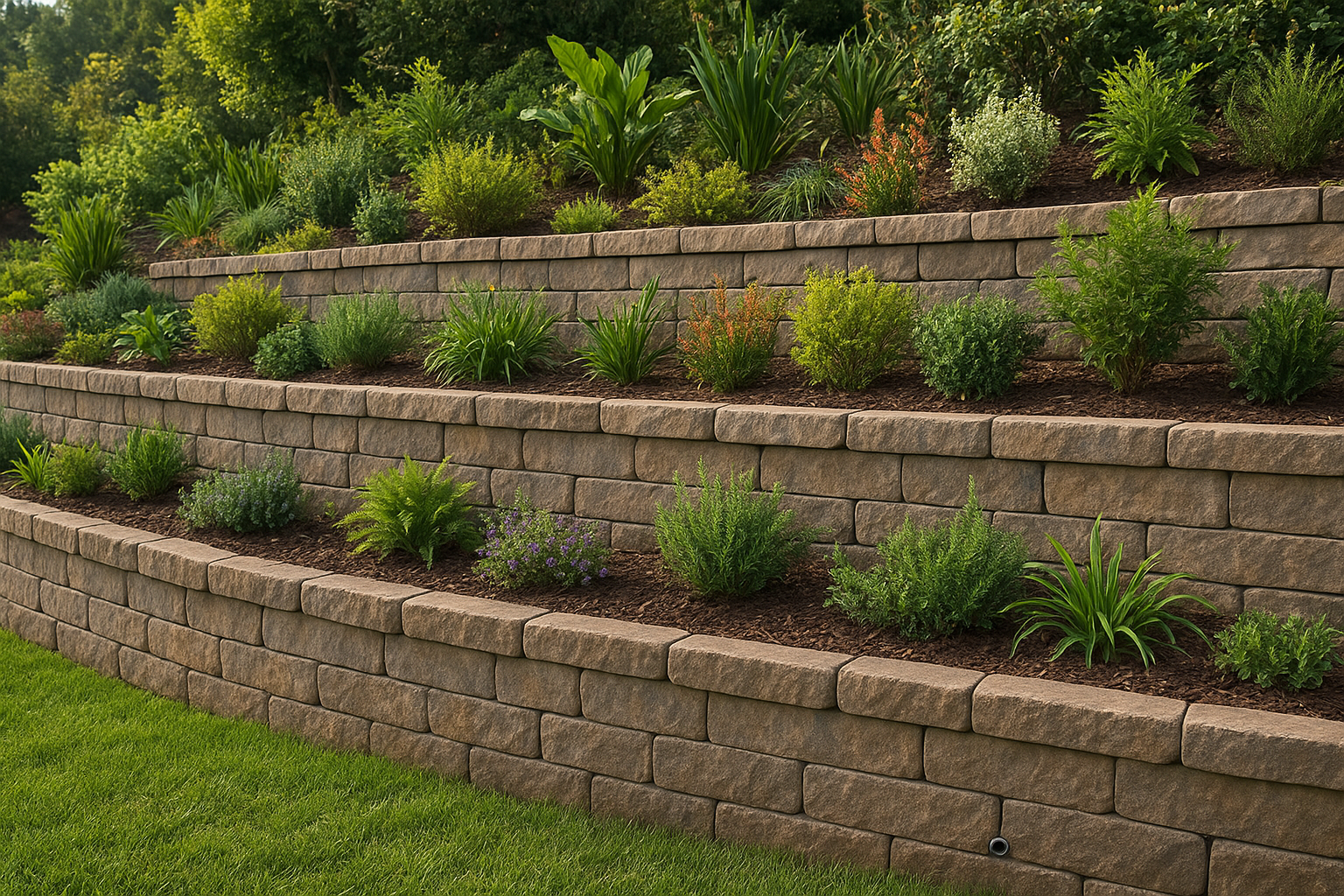11. Multi-tiered terraced walls with planting beds