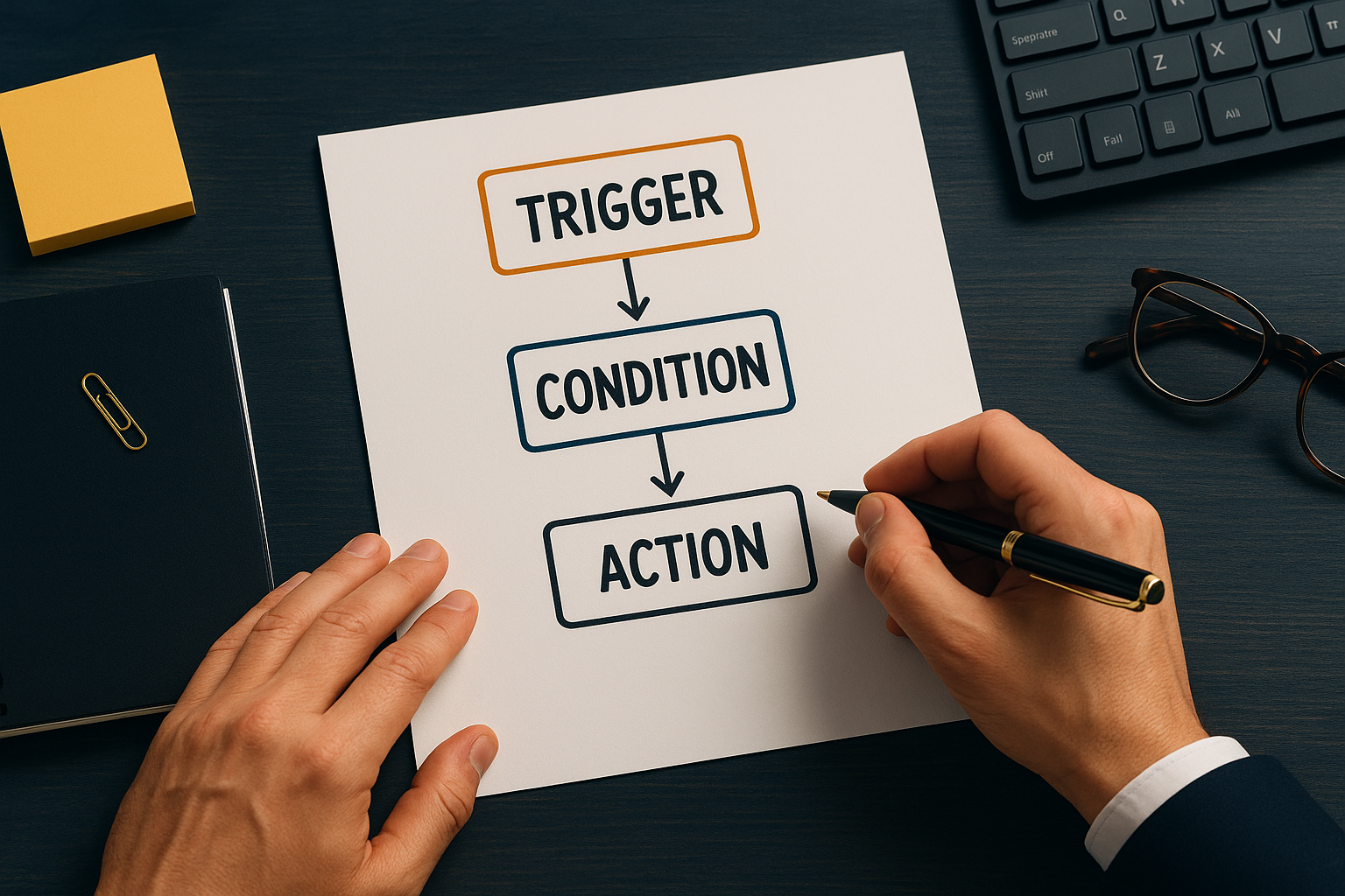 How triggers, conditions, and actions fit together