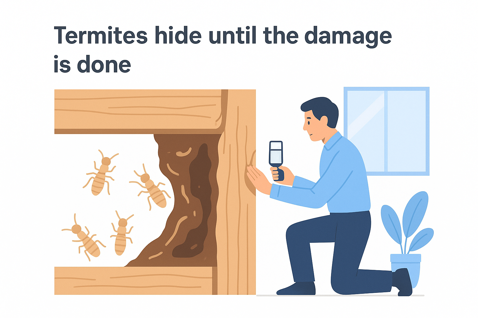 Termites hide until the damage is done