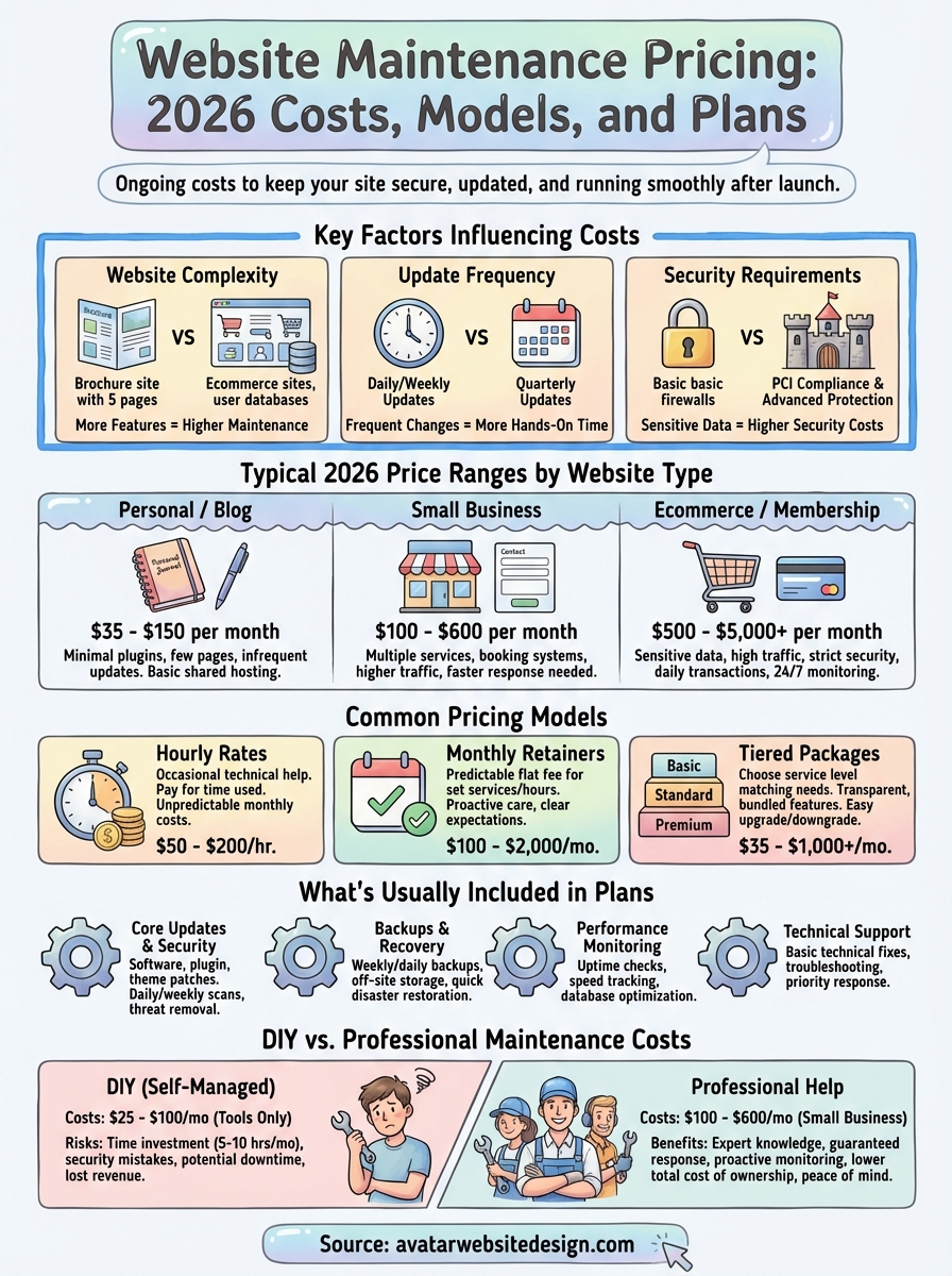website maintenance pricing infographic