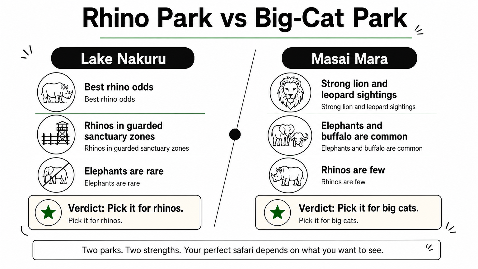 Comparison of Lake Nakuru and Masai Mara for seeing the Big 5.
