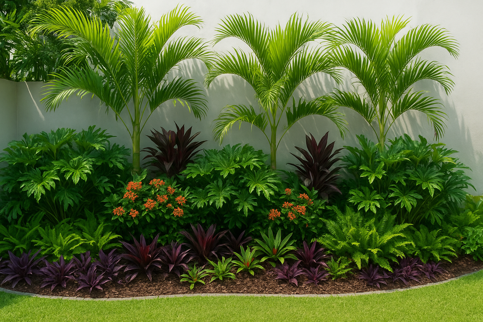 2. Lush tropical layered planting