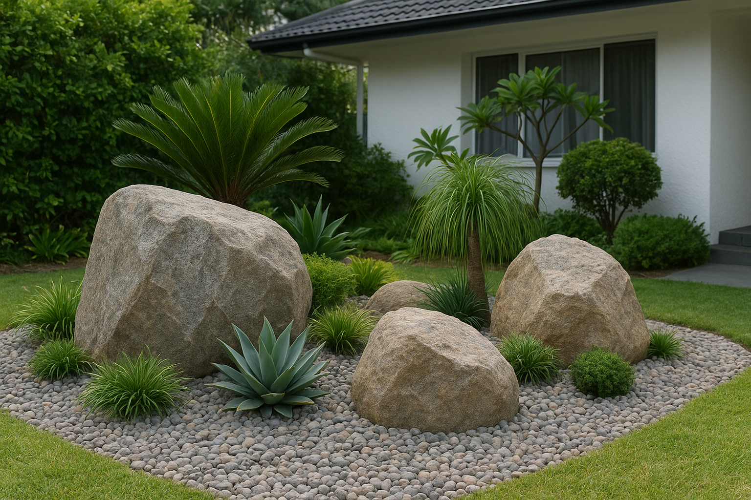 12. Rock garden with sculptural boulders