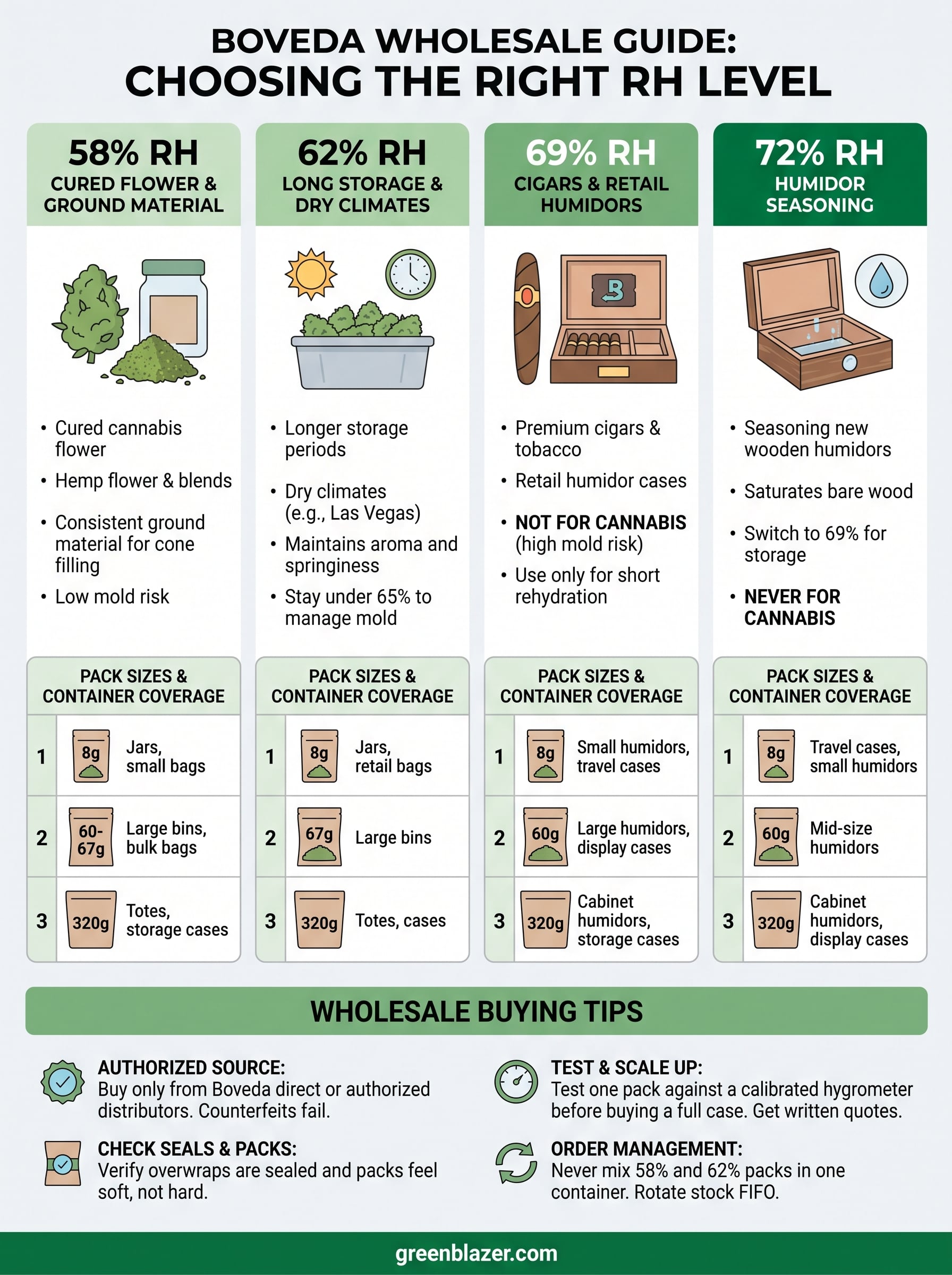 boveda humidity packs wholesale infographic