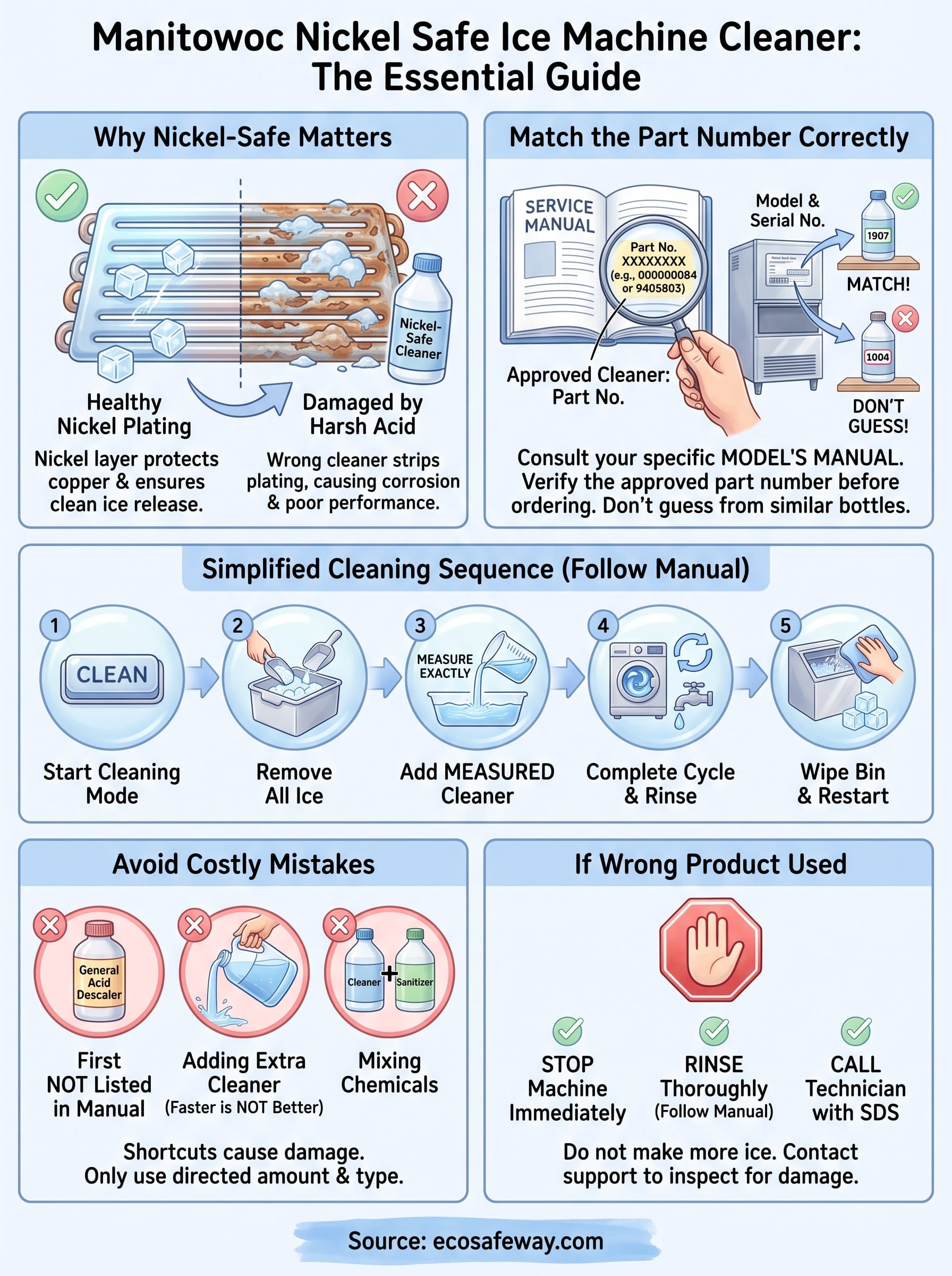 manitowoc nickel safe ice machine cleaner infographic