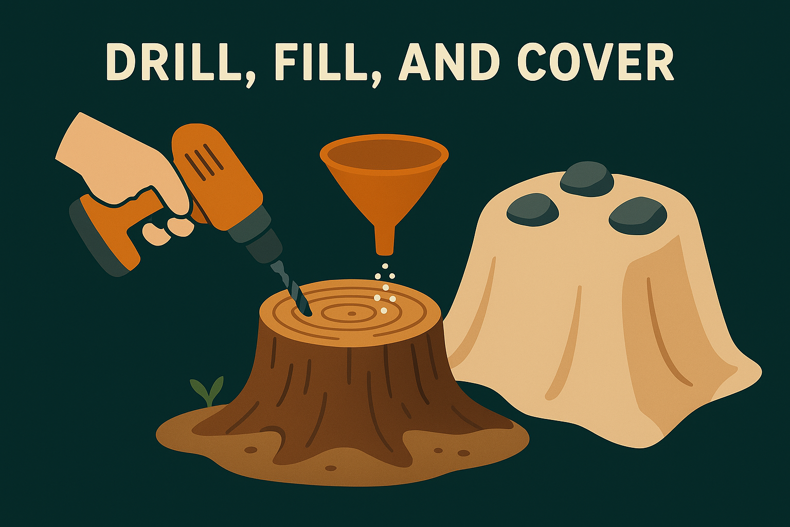 Drill, fill, and cover