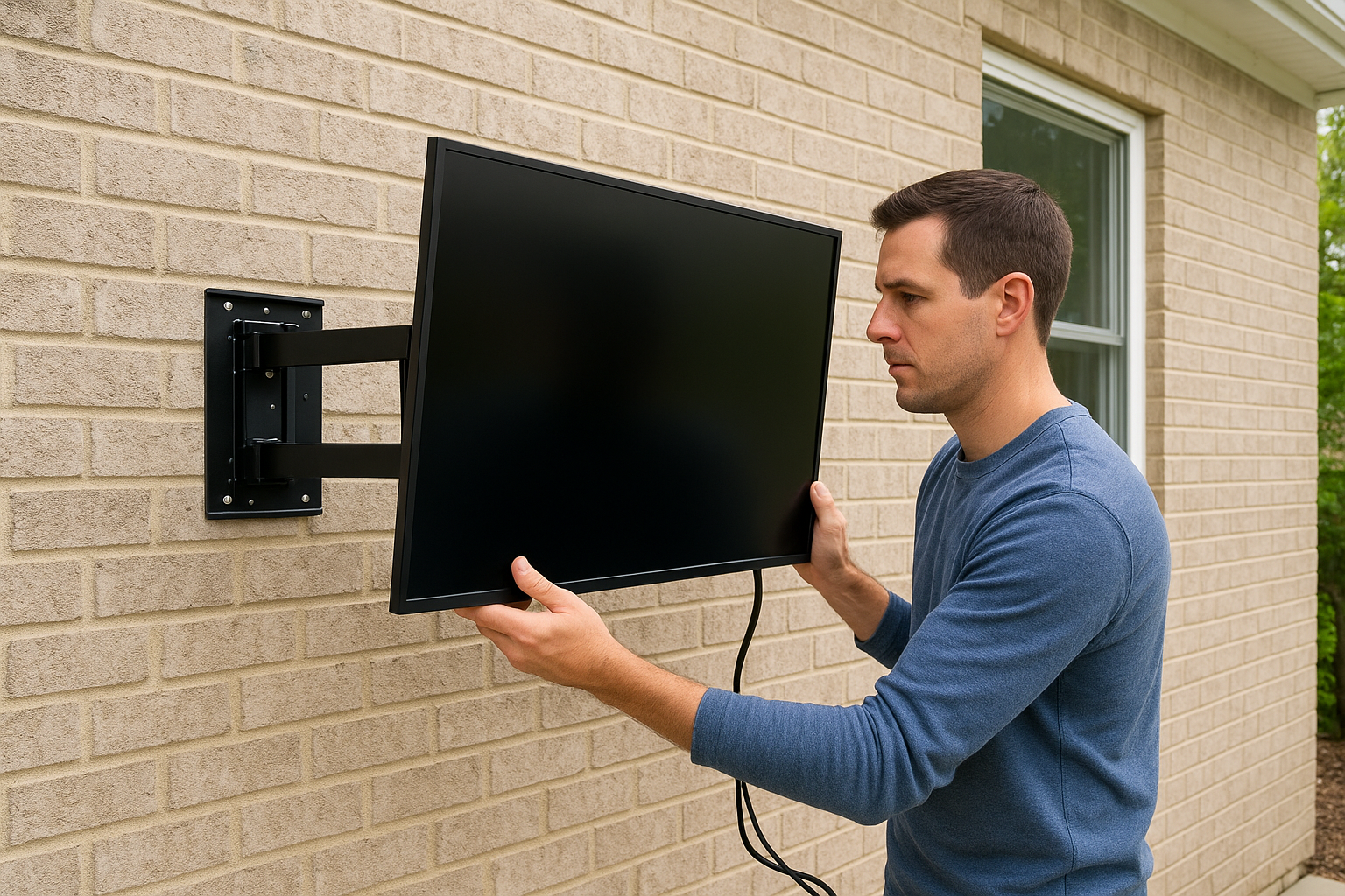 Hang the TV on the wall plate