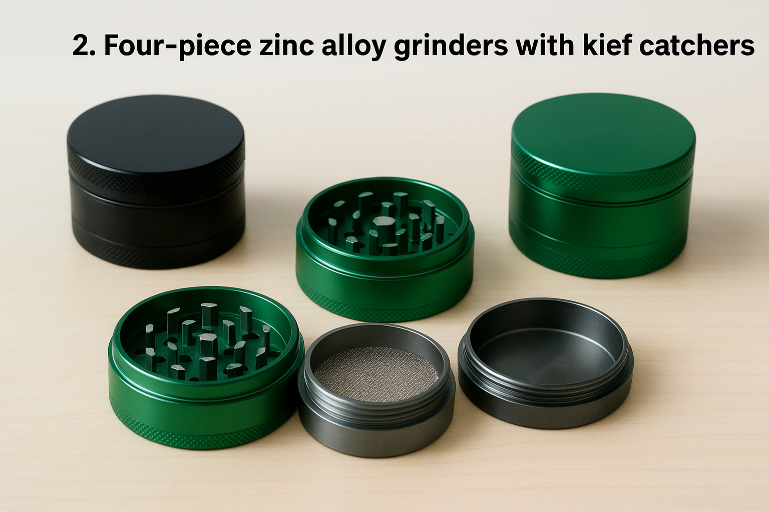 2. Four-piece zinc alloy grinders with kief catchers