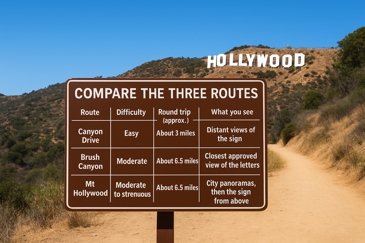 Compare the three routes