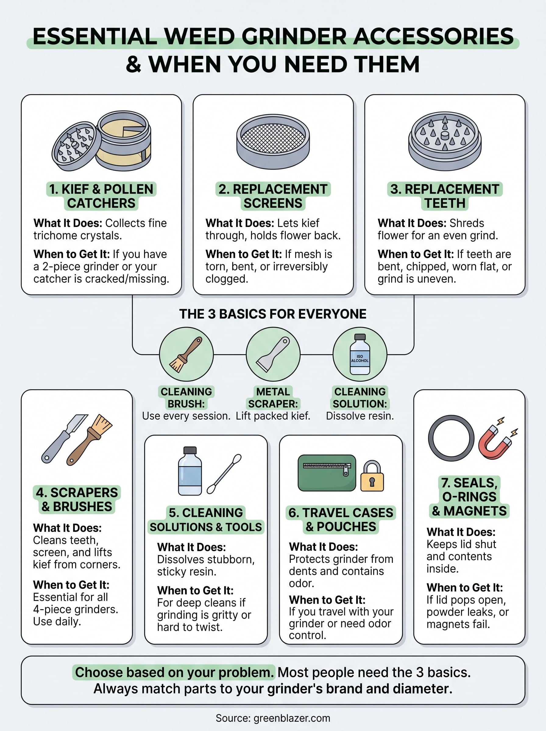 weed grinder accessories infographic