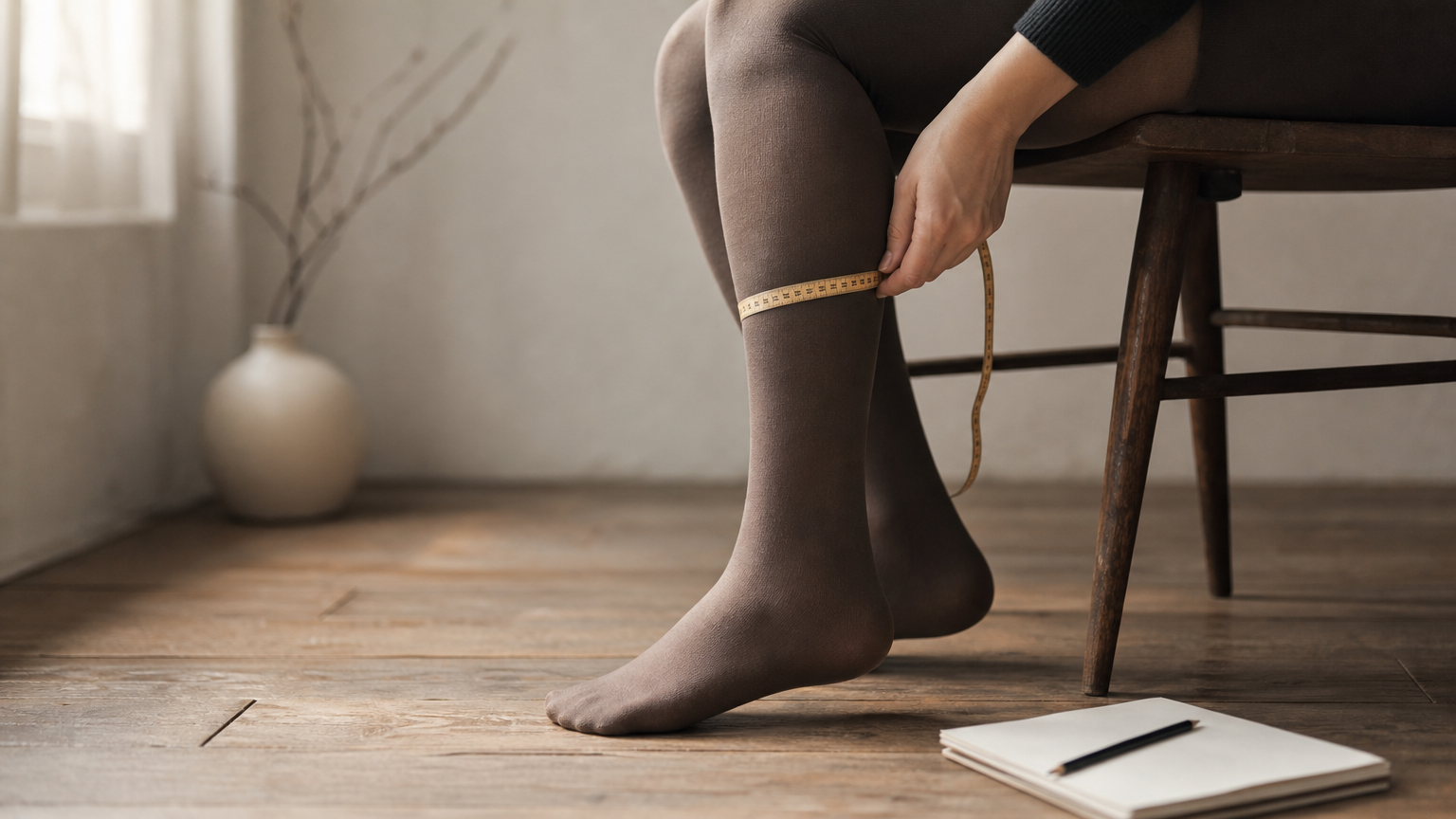Measuring calf circumference with a soft tape for wide calf boots