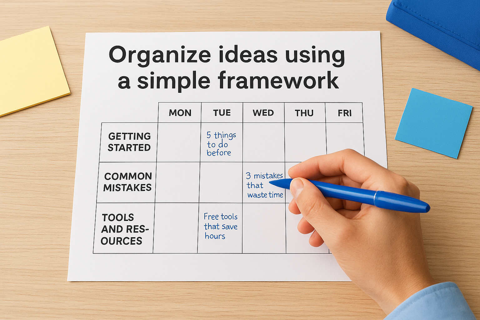 Organize ideas using a simple framework