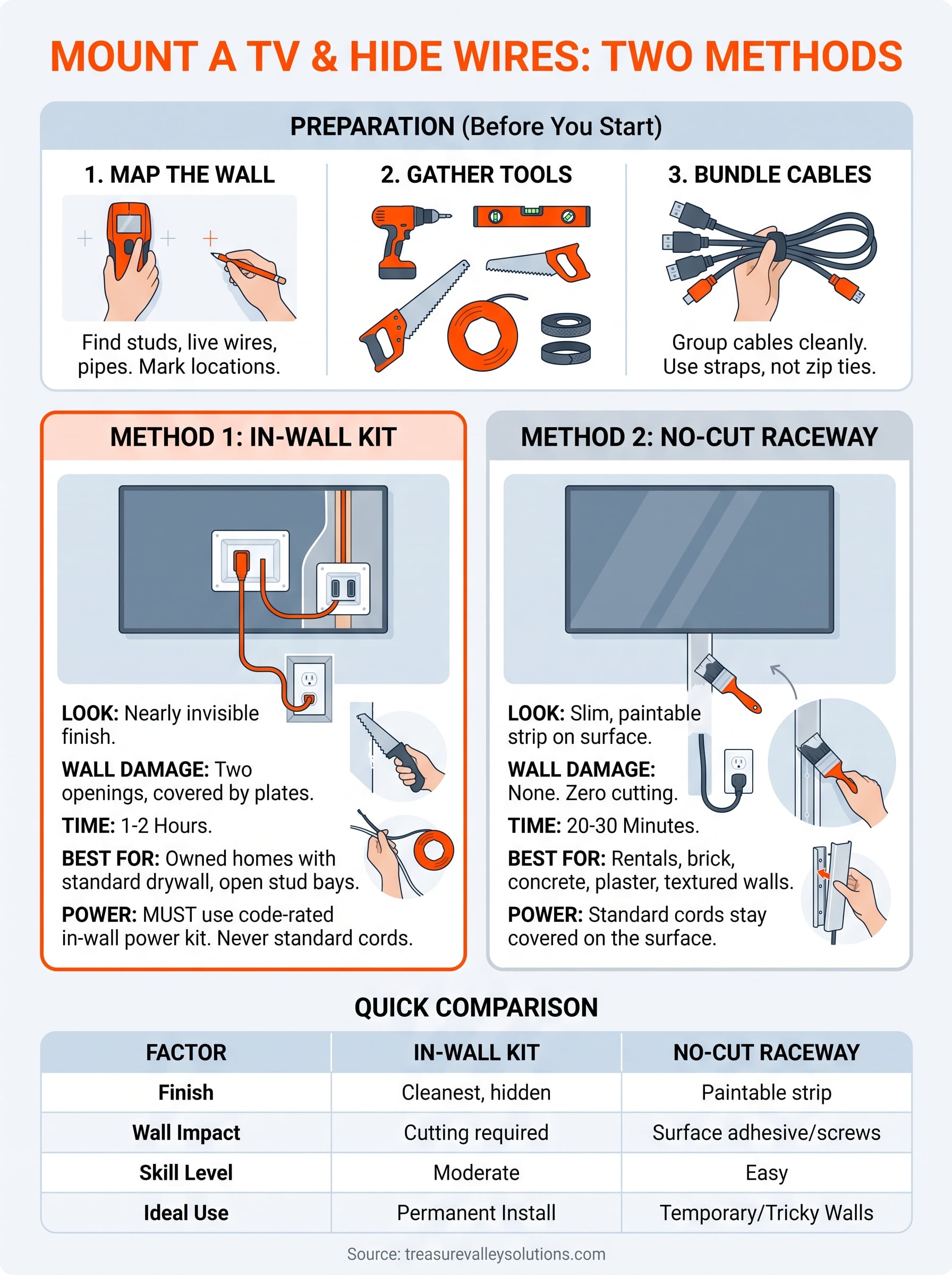 mount tv and hide wires infographic