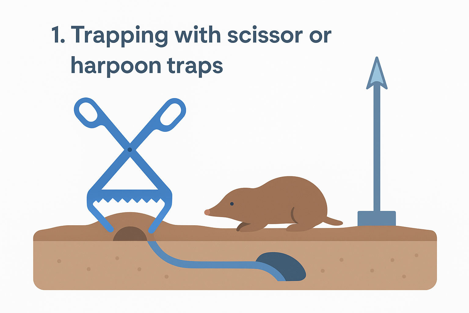 1. Trapping with scissor or harpoon traps
