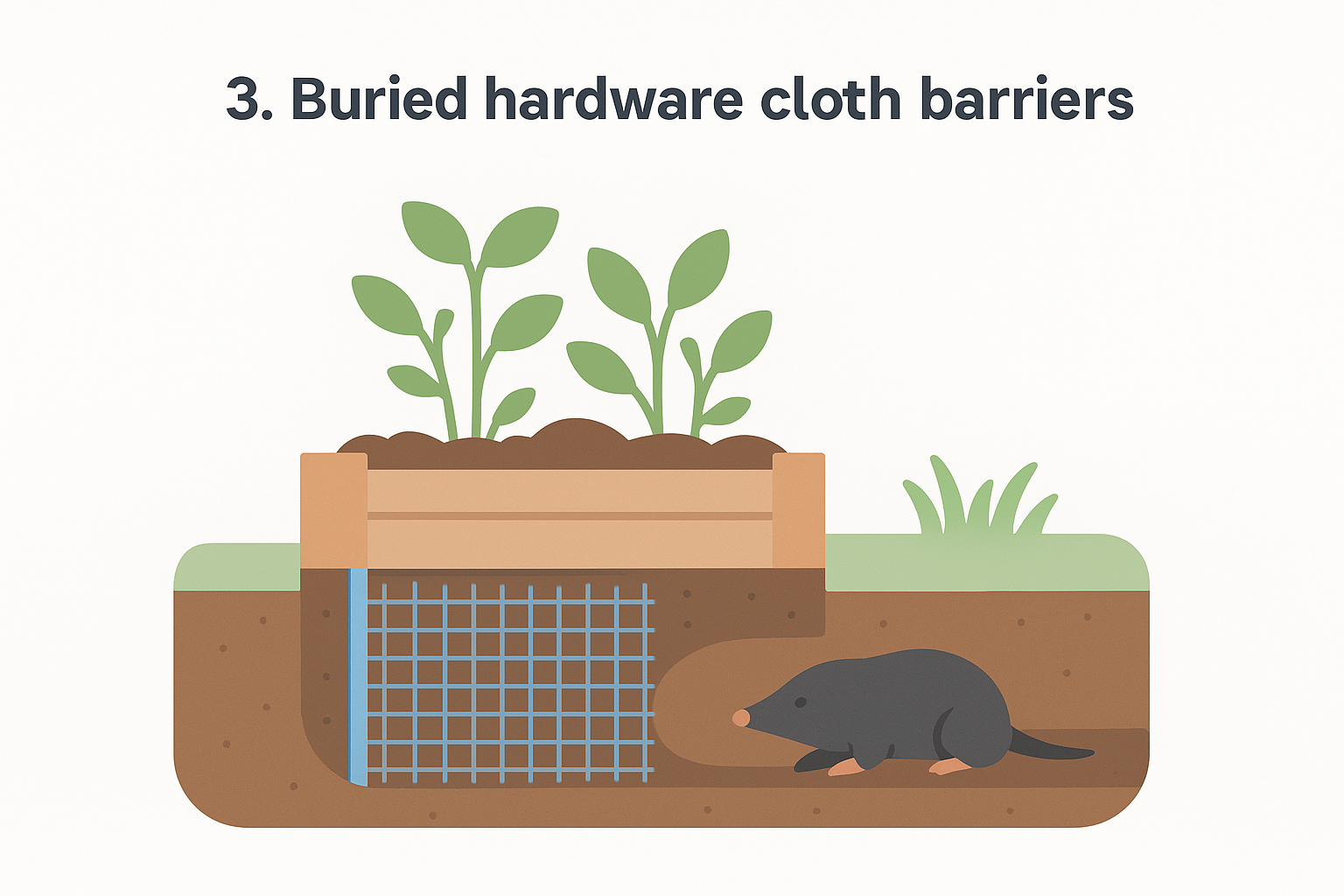 3. Buried hardware cloth barriers