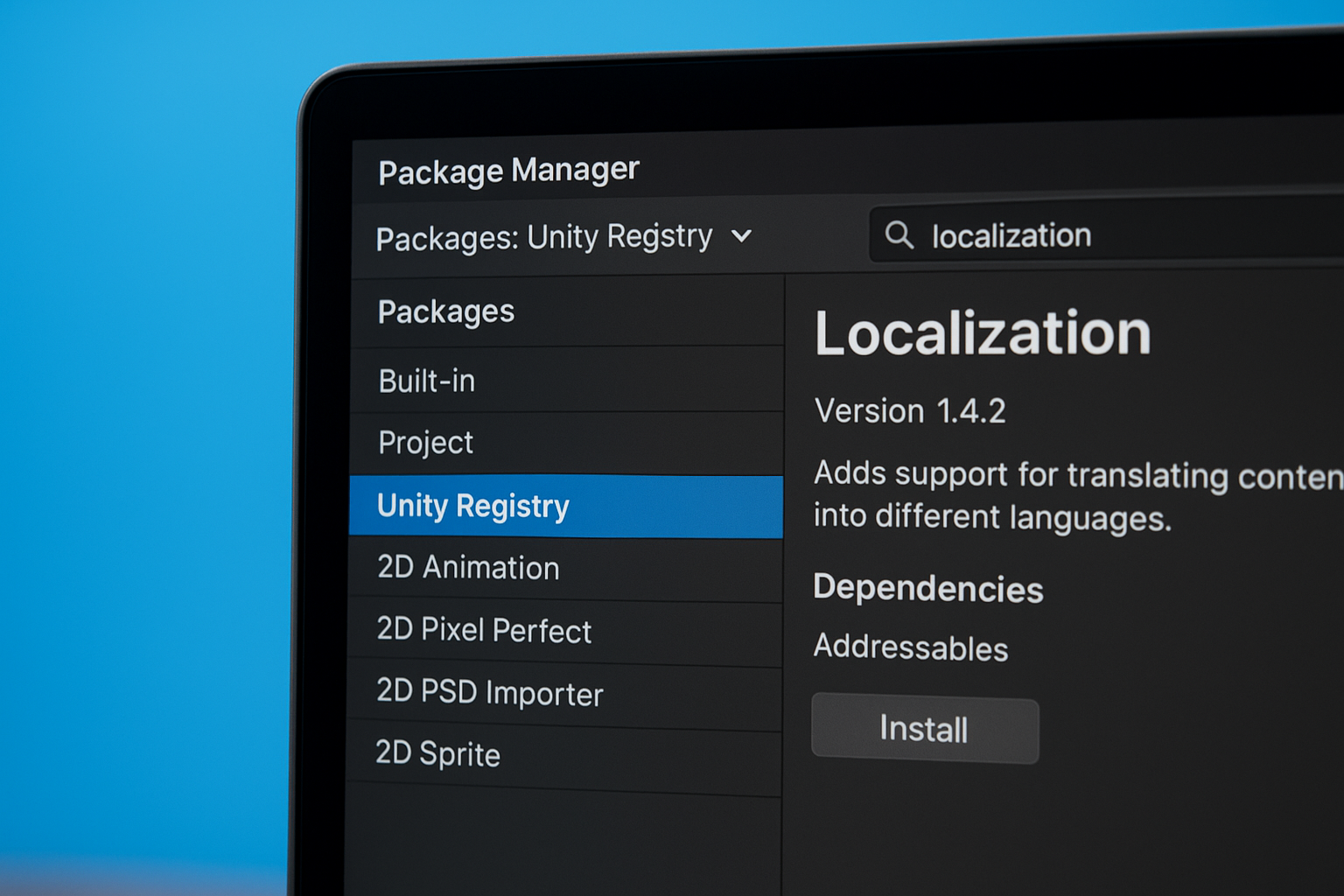 Add the package from Unity Registry