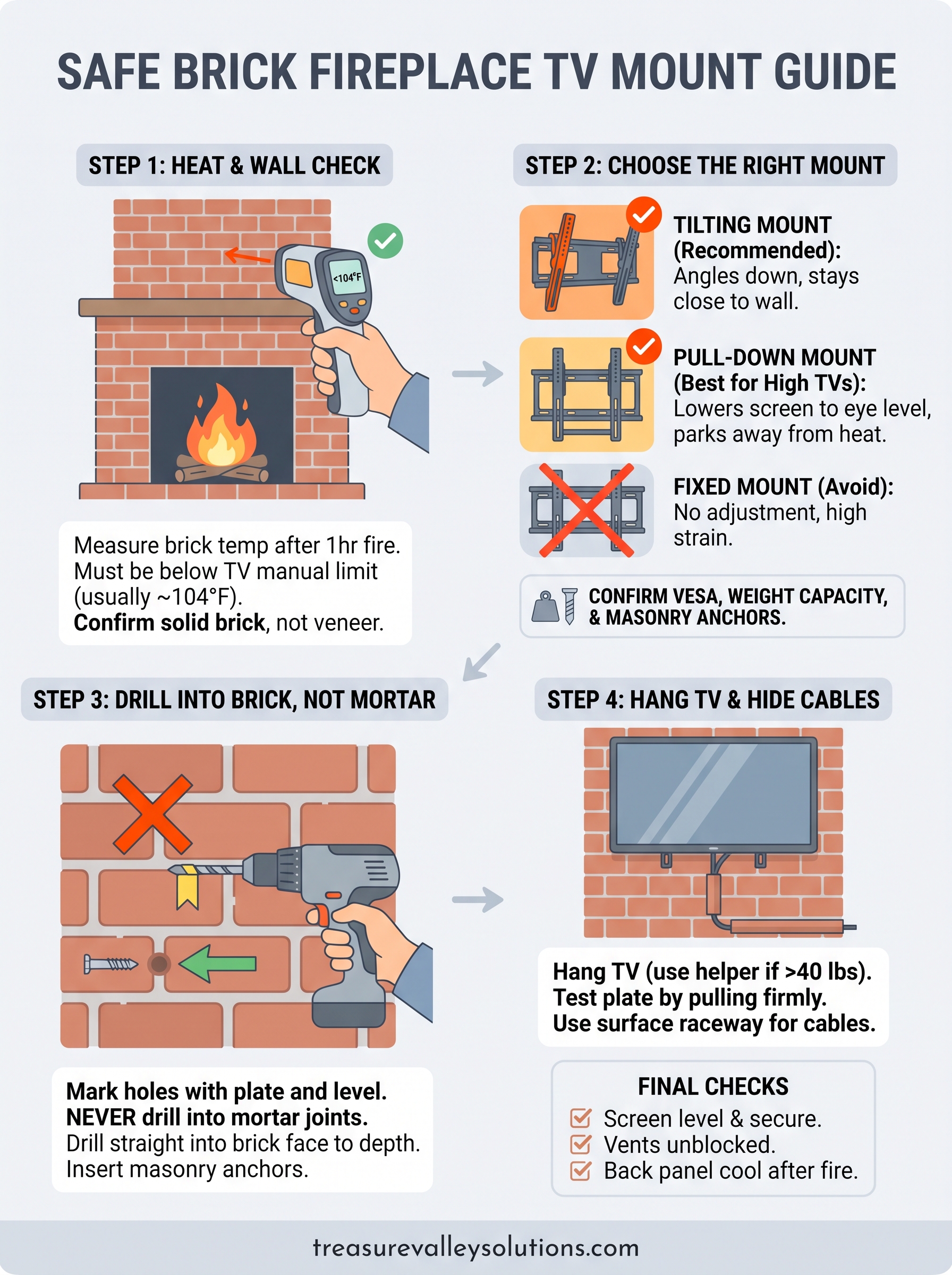 brick fireplace tv mount infographic