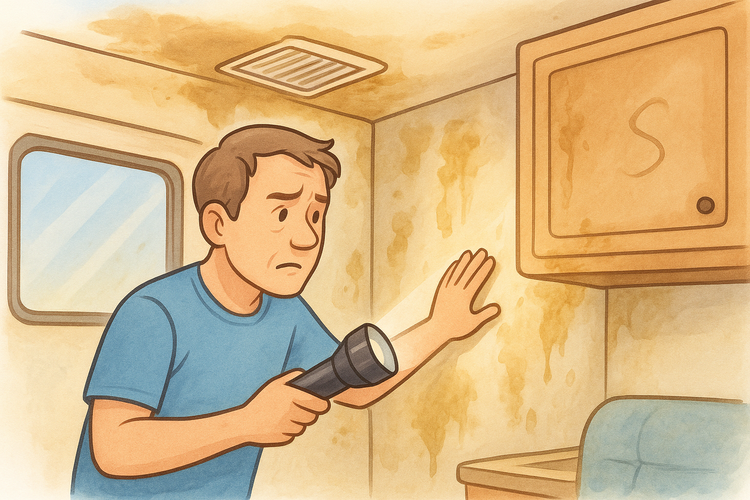 2. Interior water damage and mold