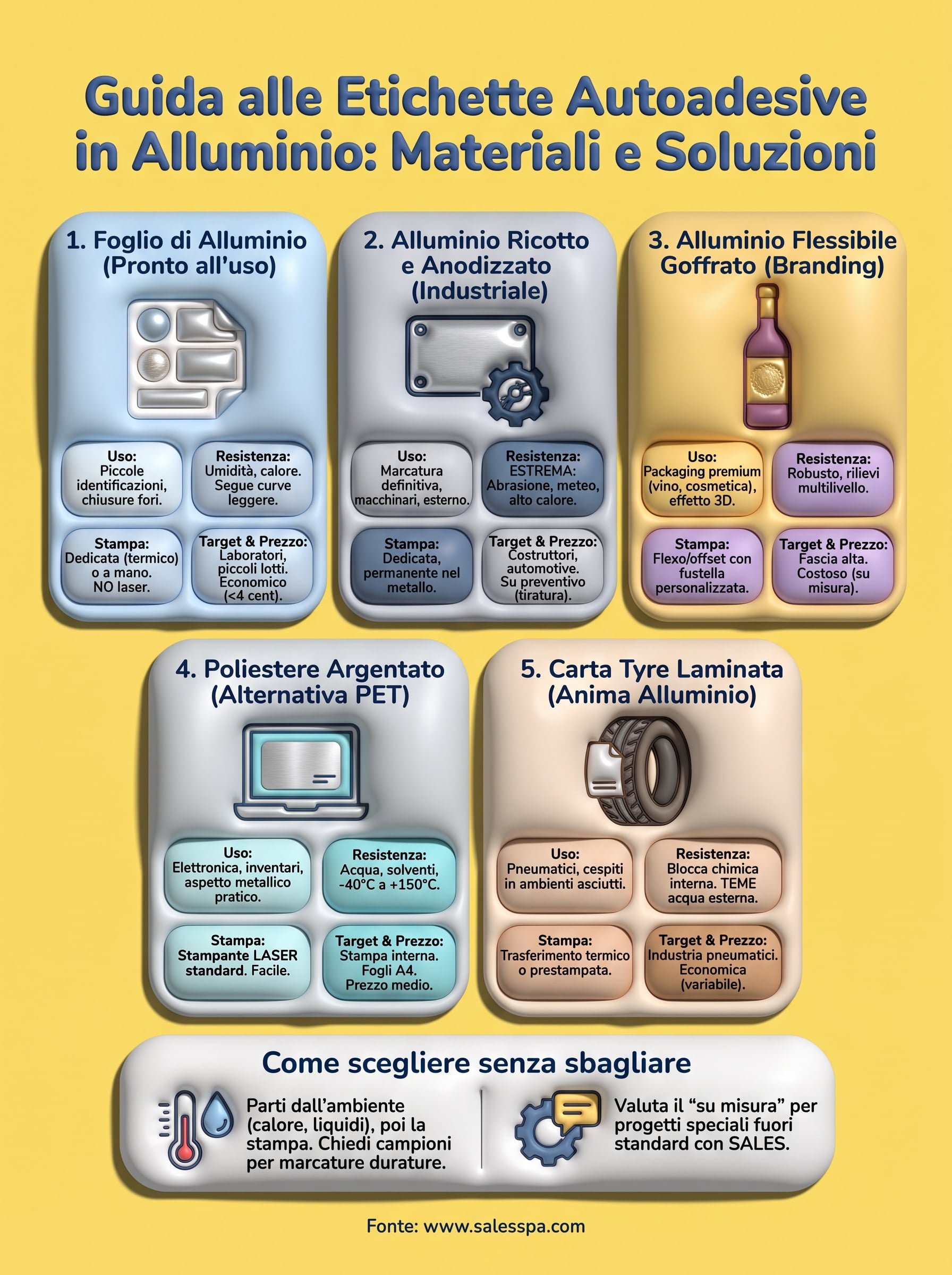 etichette autoadesive in alluminio infographic