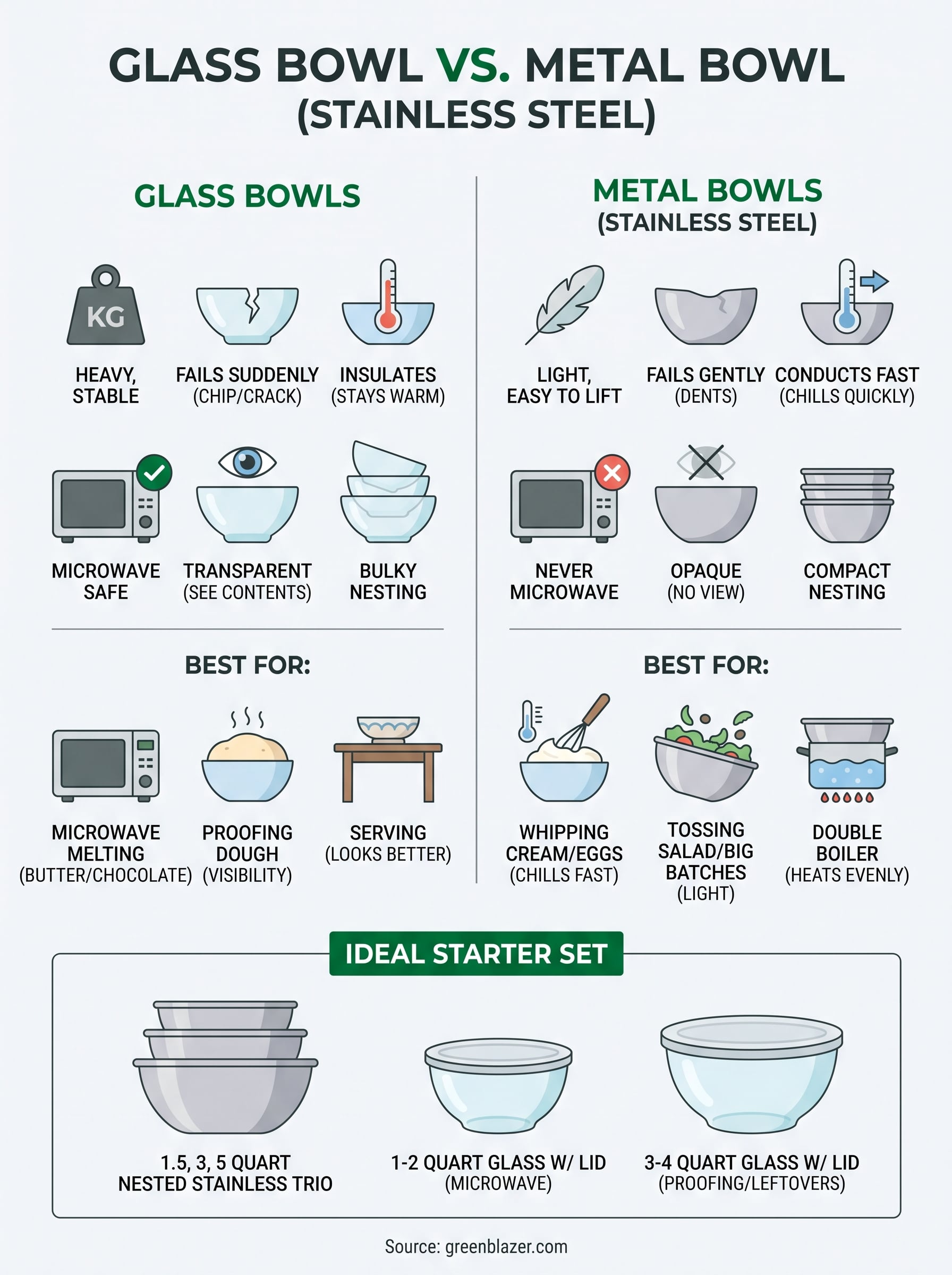 glass bowl vs metal bowl infographic