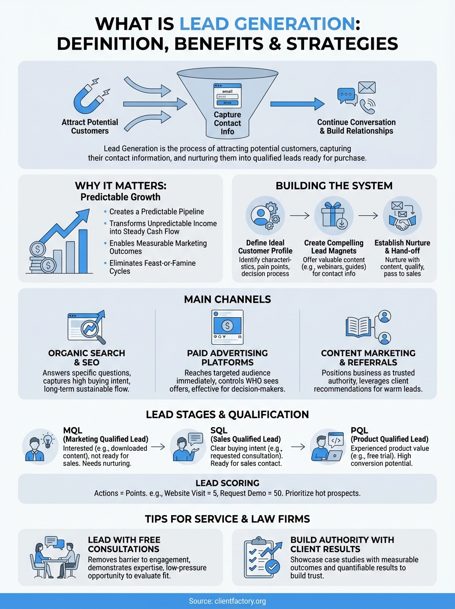 What Is Lead Generation: Definition, Examples & Strategies what is lead generation infographic