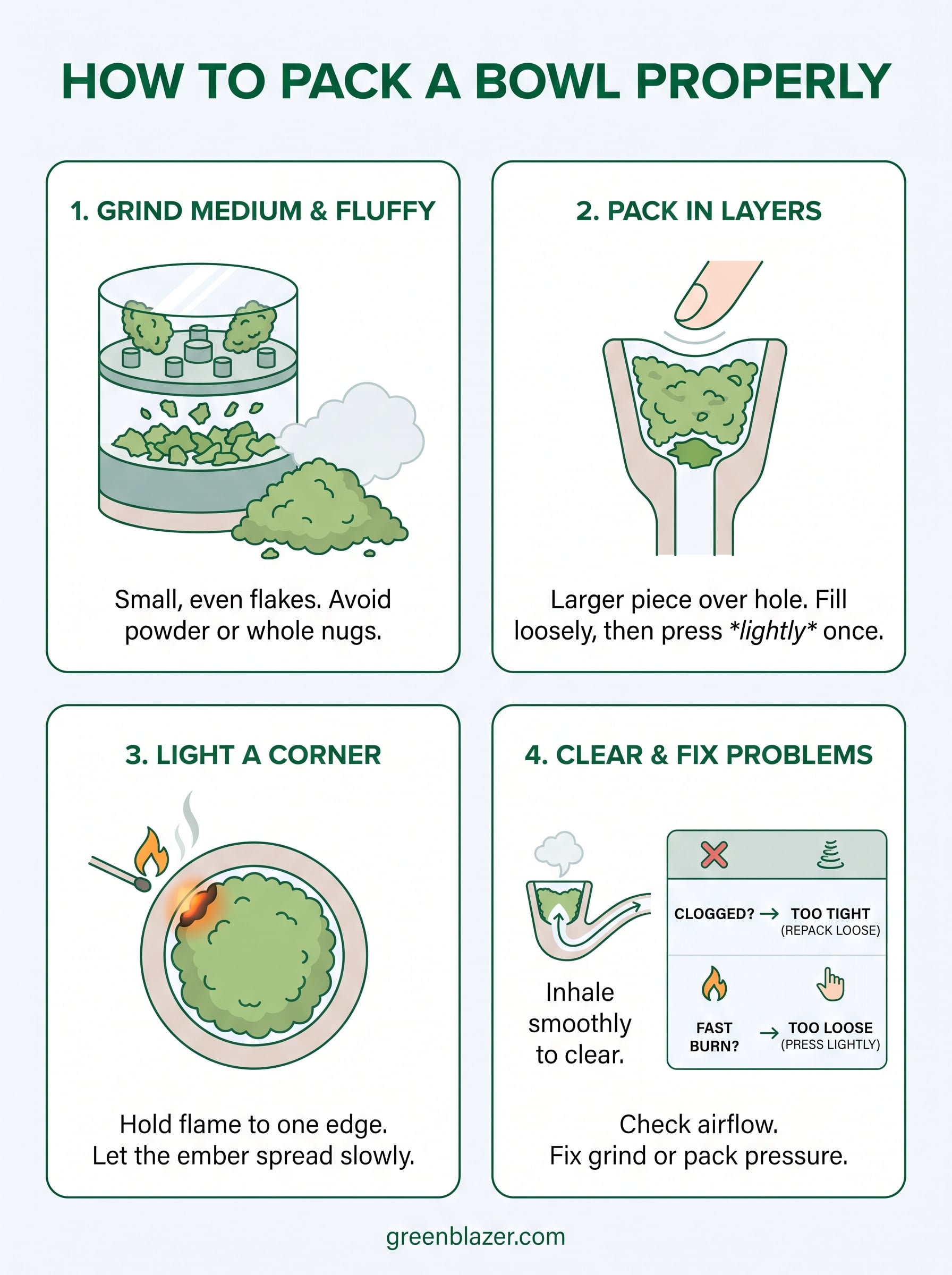 how to pack a bowl properly infographic