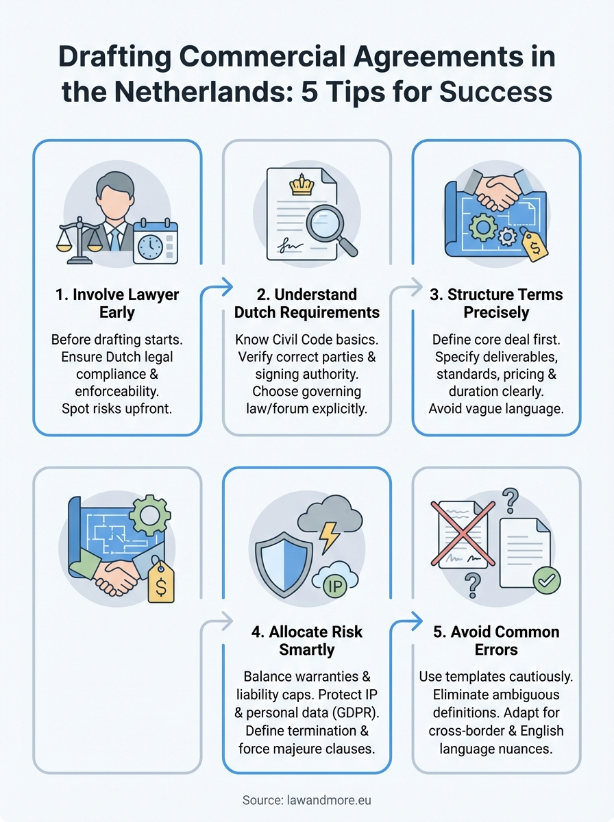 Drafting Commercial Agreements In The Netherlands: 5 Tips 7 drafting commercial agreements infographic