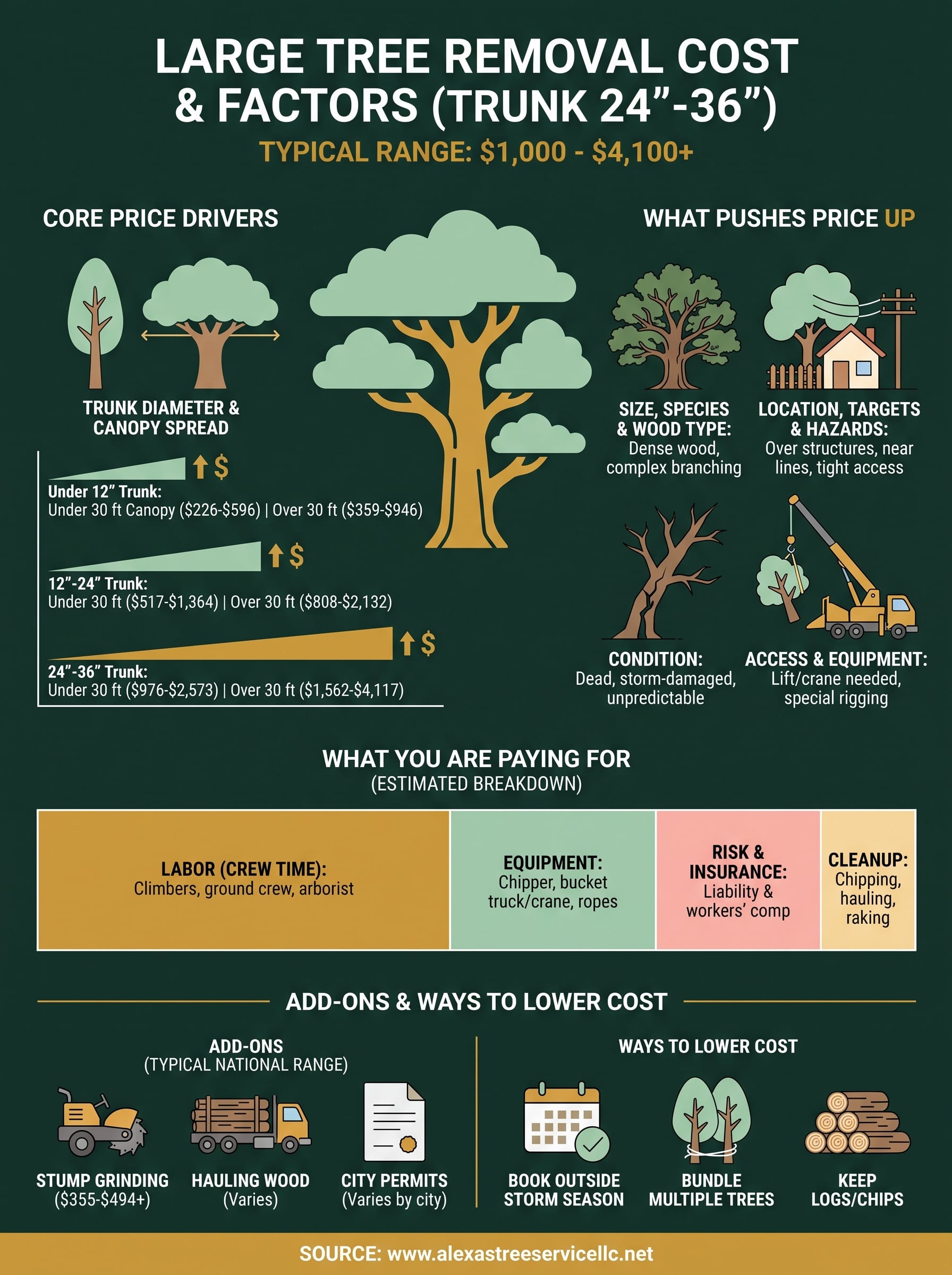 cost for large tree removal infographic