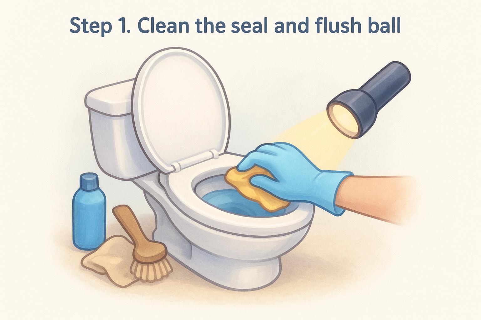 Step 1. Clean the seal and flush ball
