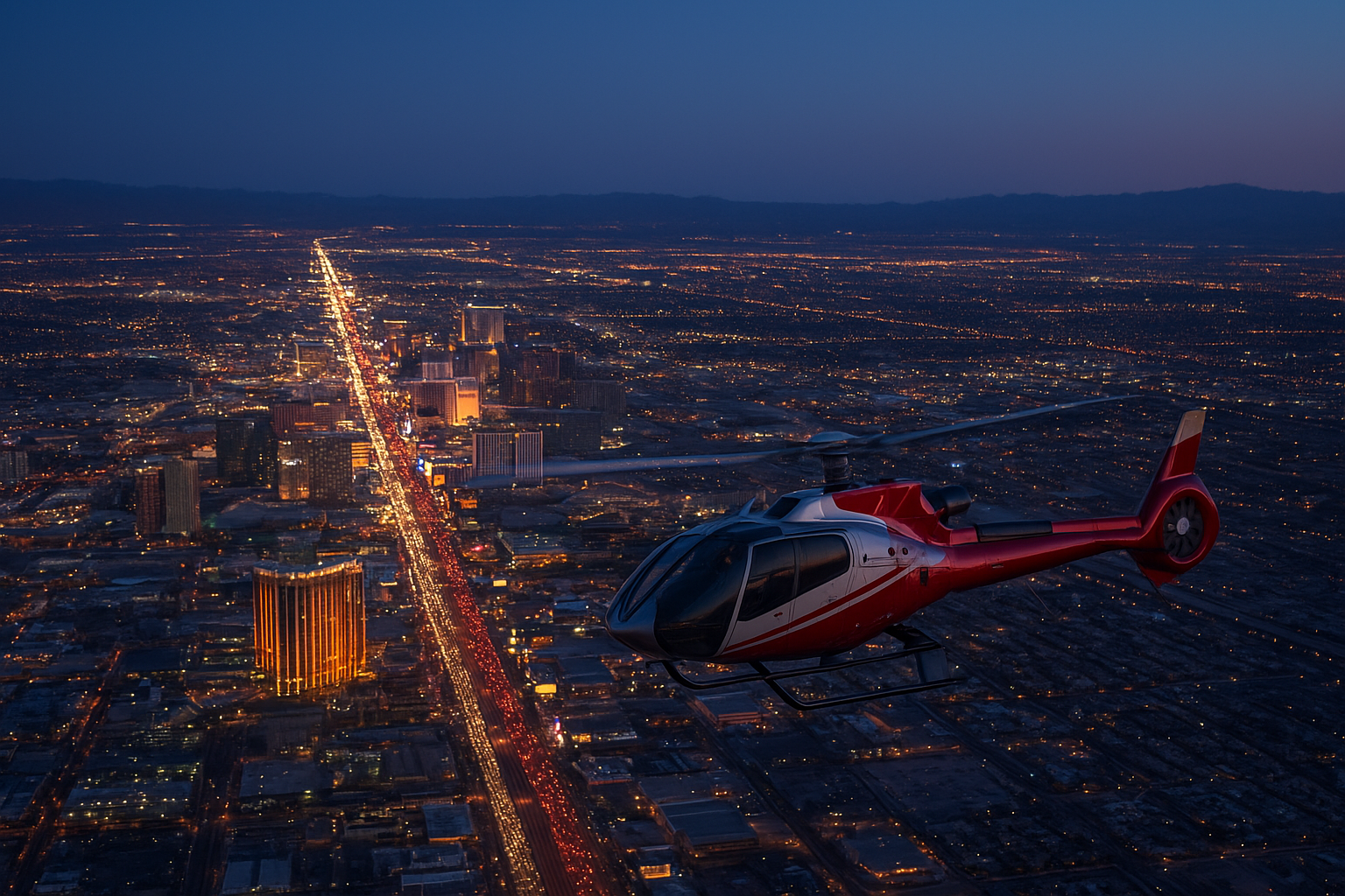 2. Night helicopter flight over the Strip