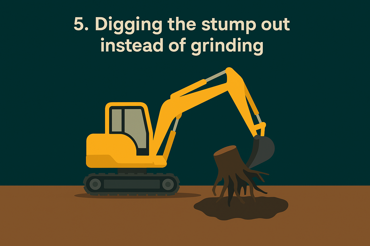 5. Digging the stump out instead of grinding