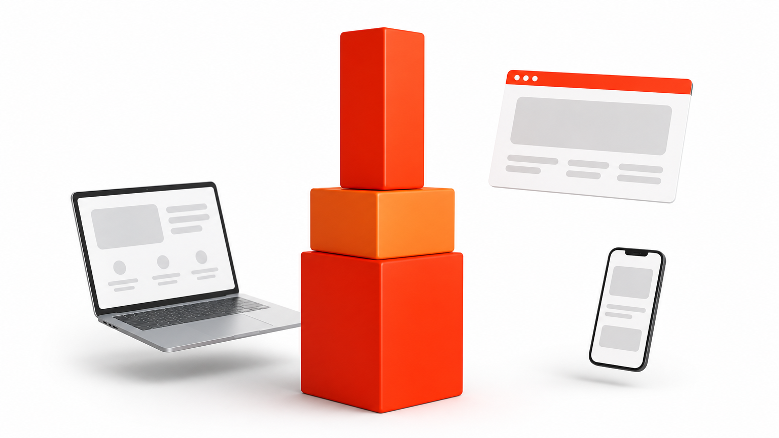 Three rectangular blocks of different sizes are being fitted together into a single stacked column.
