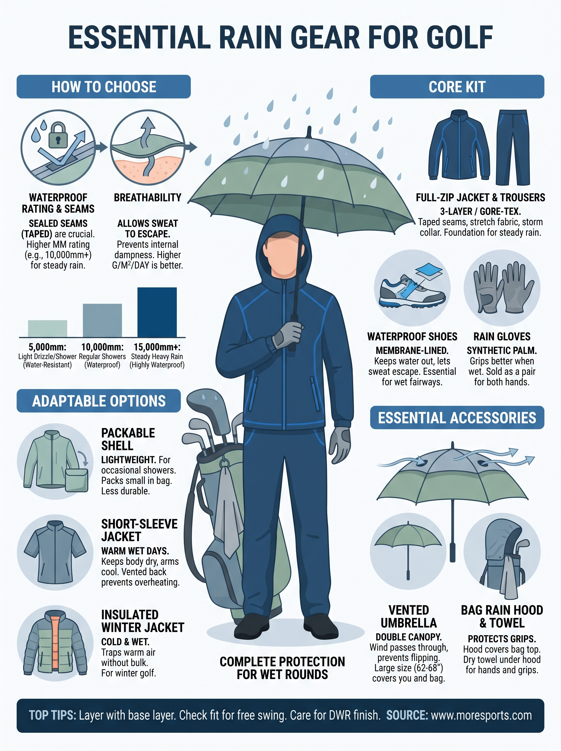 rain gear for golf infographic