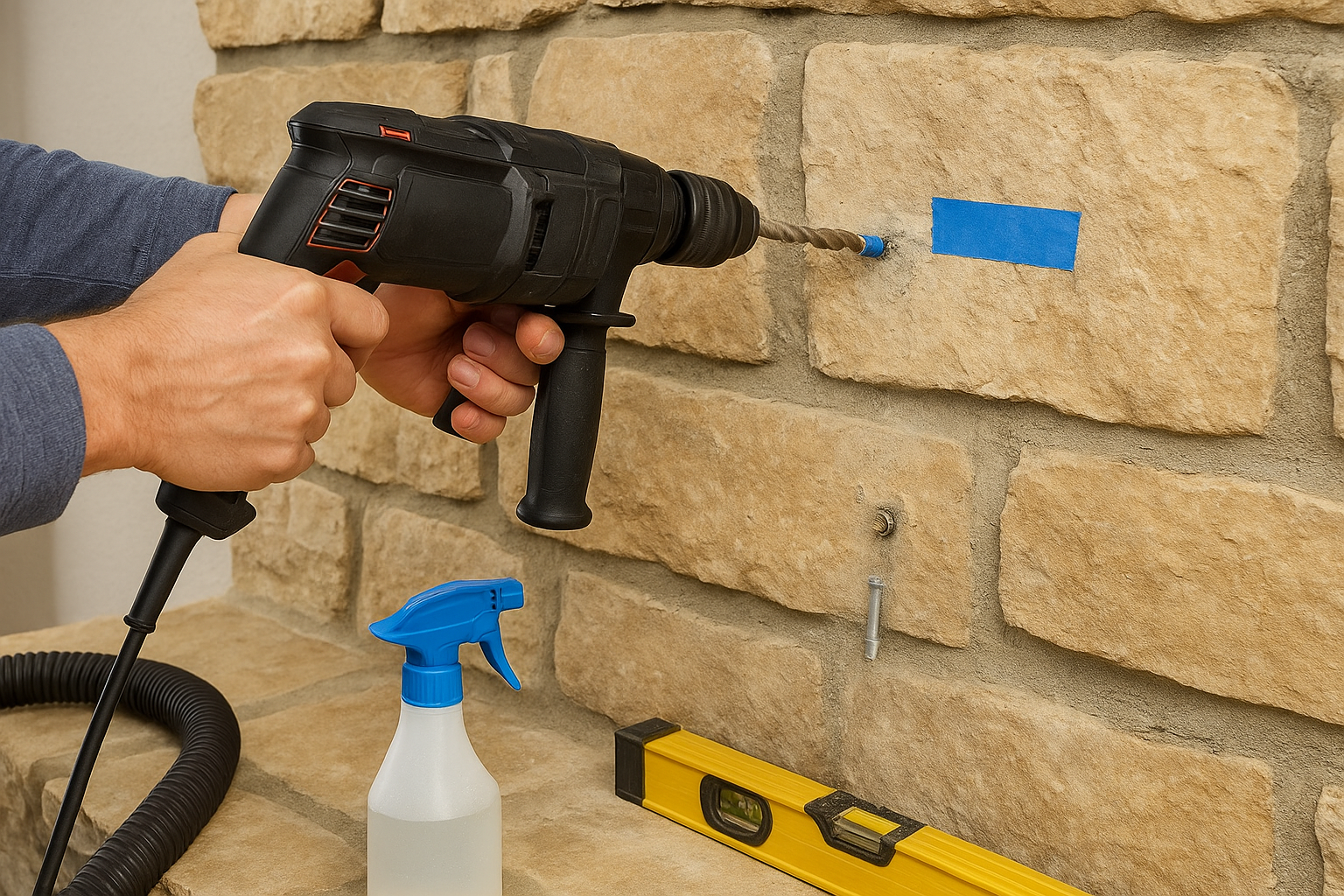 Drill and set the fasteners