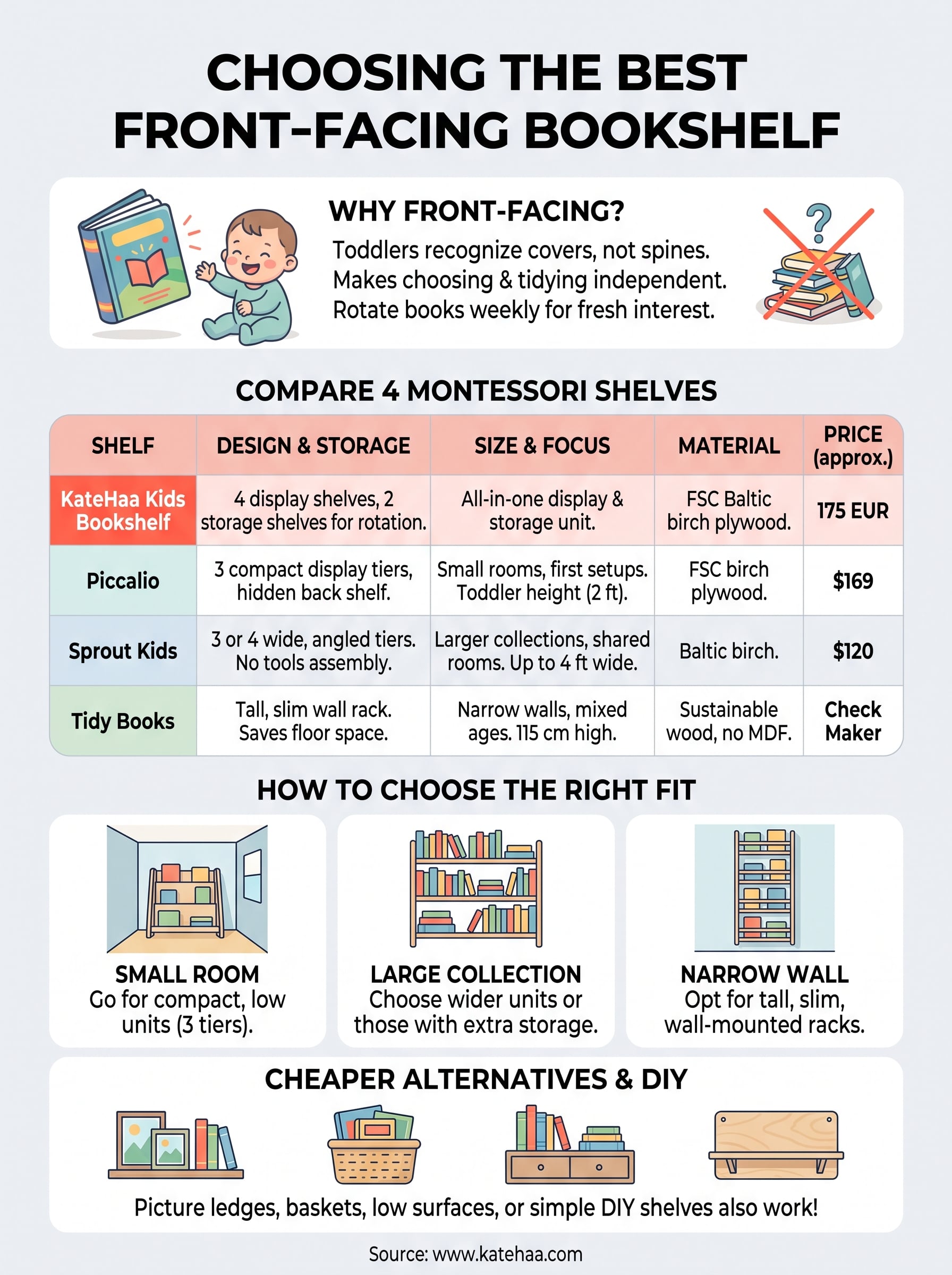front facing bookshelf infographic
