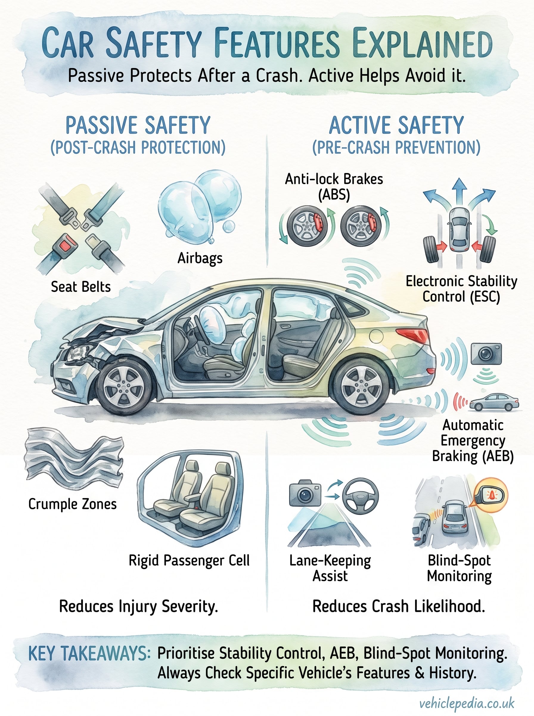 car safety features explained infographic