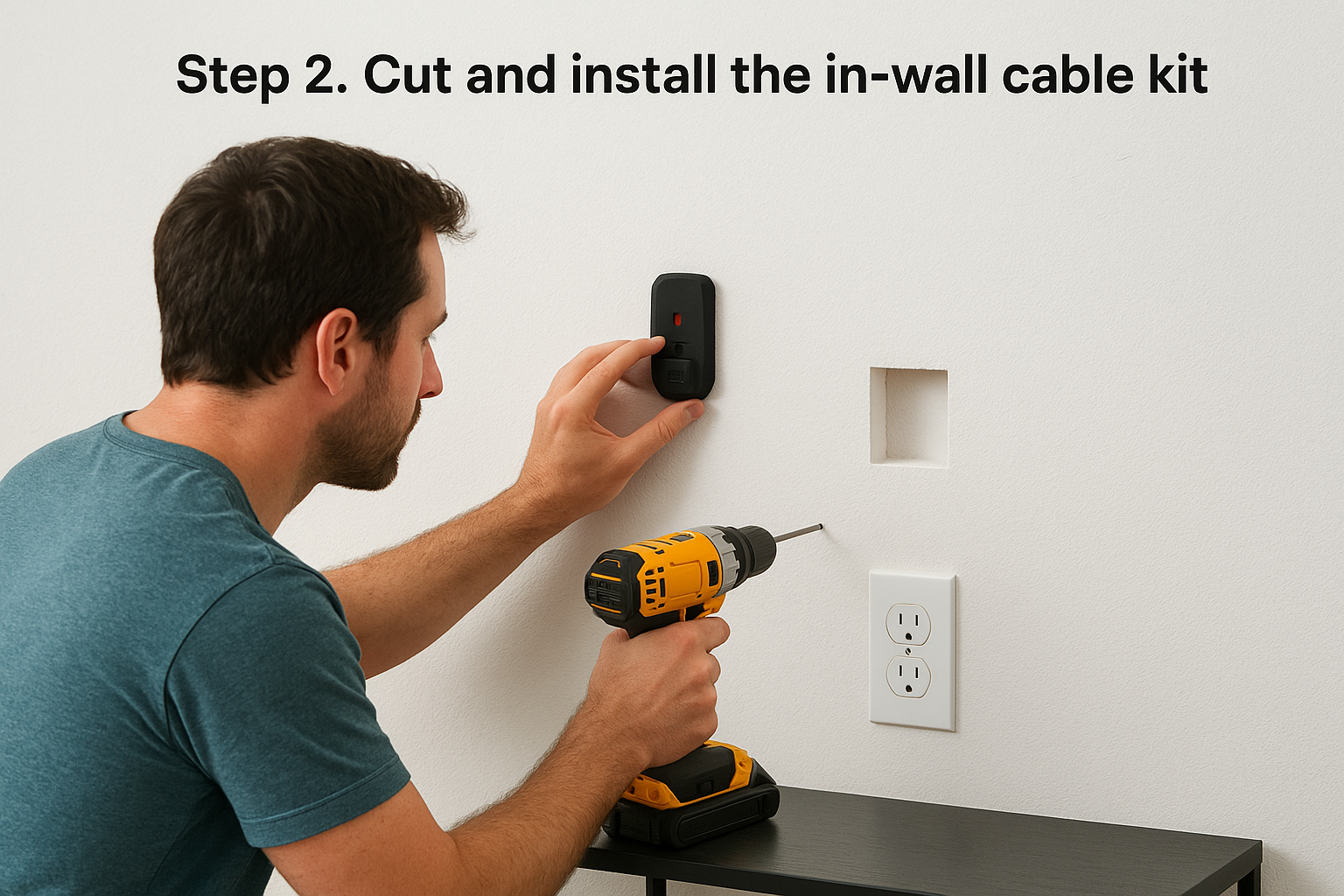 Step 2. Cut and install the in-wall cable kit