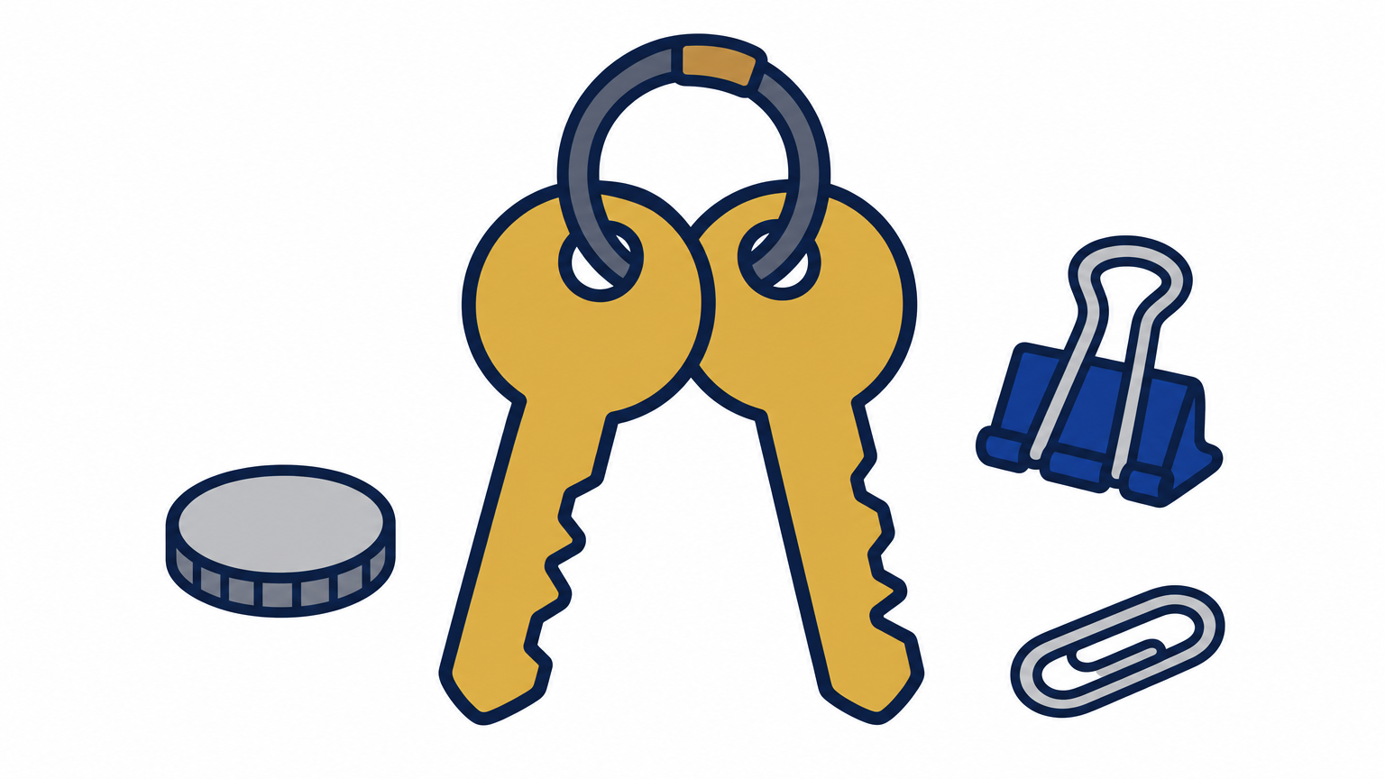 Two nearly identical brass keys hang on one ring, with one key's notches cut slightly differently.